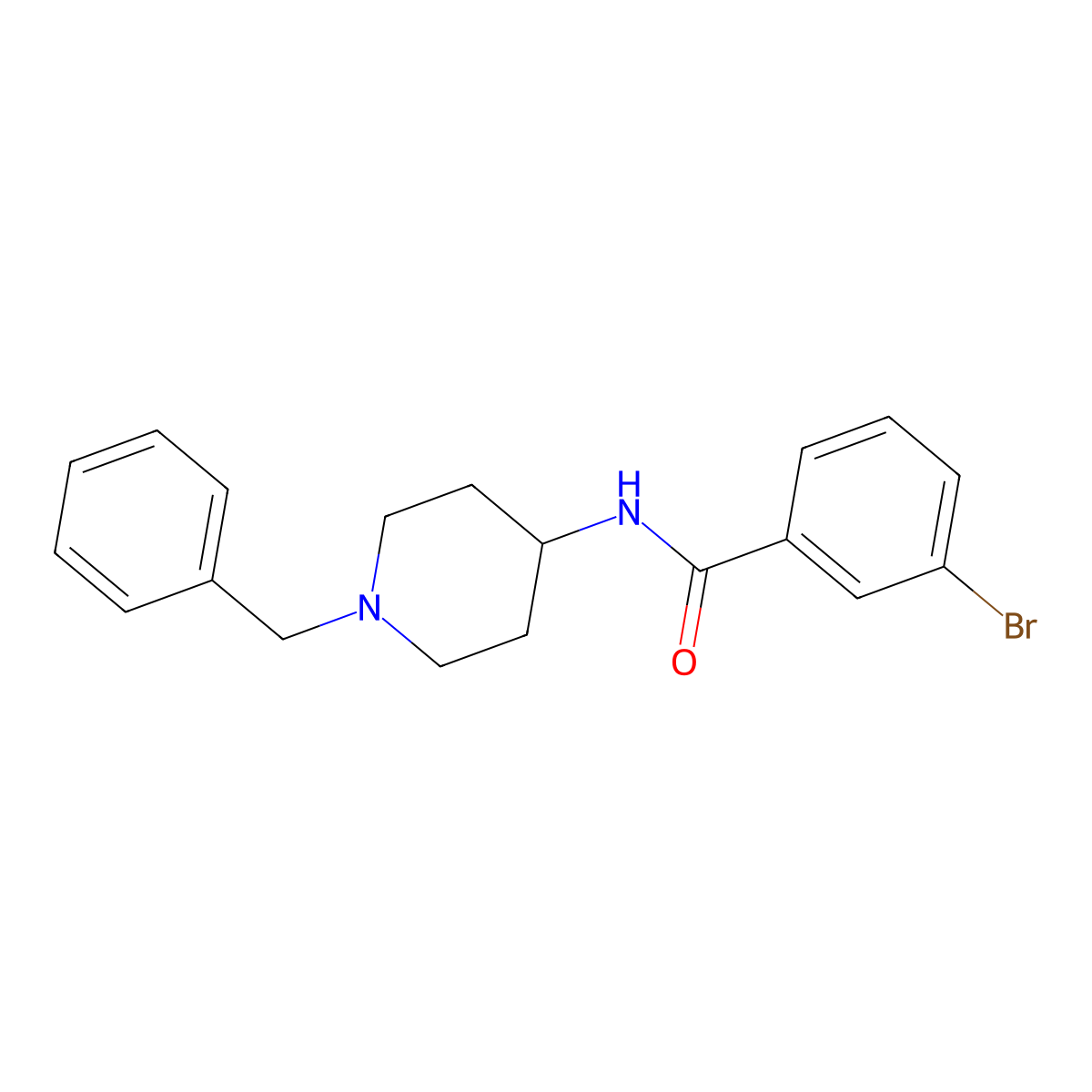 N-(1-benzylpiperidin-4-yl)-3-bromobenzamide molecular structure, CAS 183158-40-9
