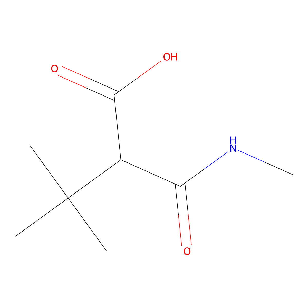 3,3-Dimethyl-2-(methylcarbamoyl)butanoic acid molecular structure, CAS 183162-42-7