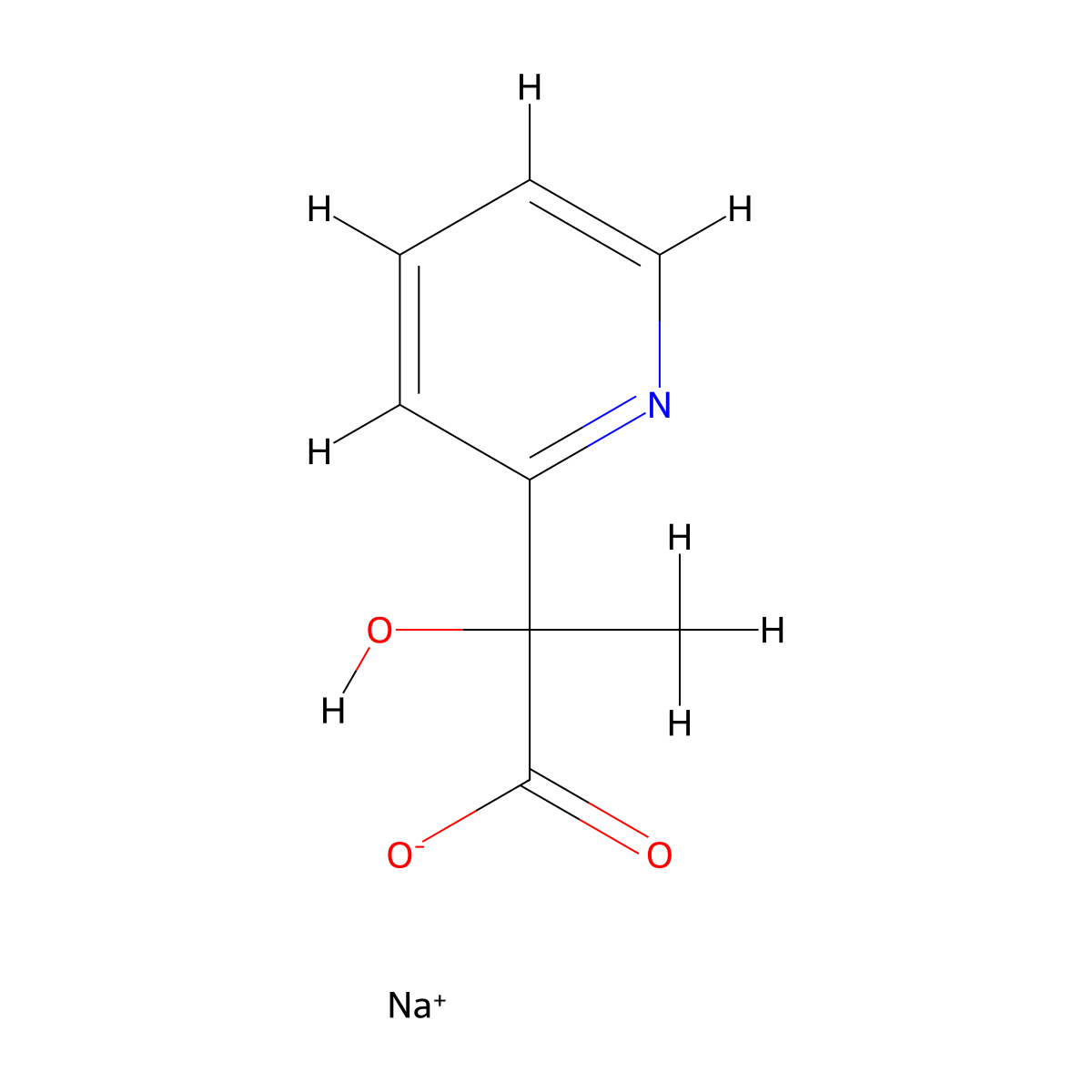 Sodium 2-hydroxy-2-(pyridin-2-yl)propanoate molecular structure, CAS 183162-69-8