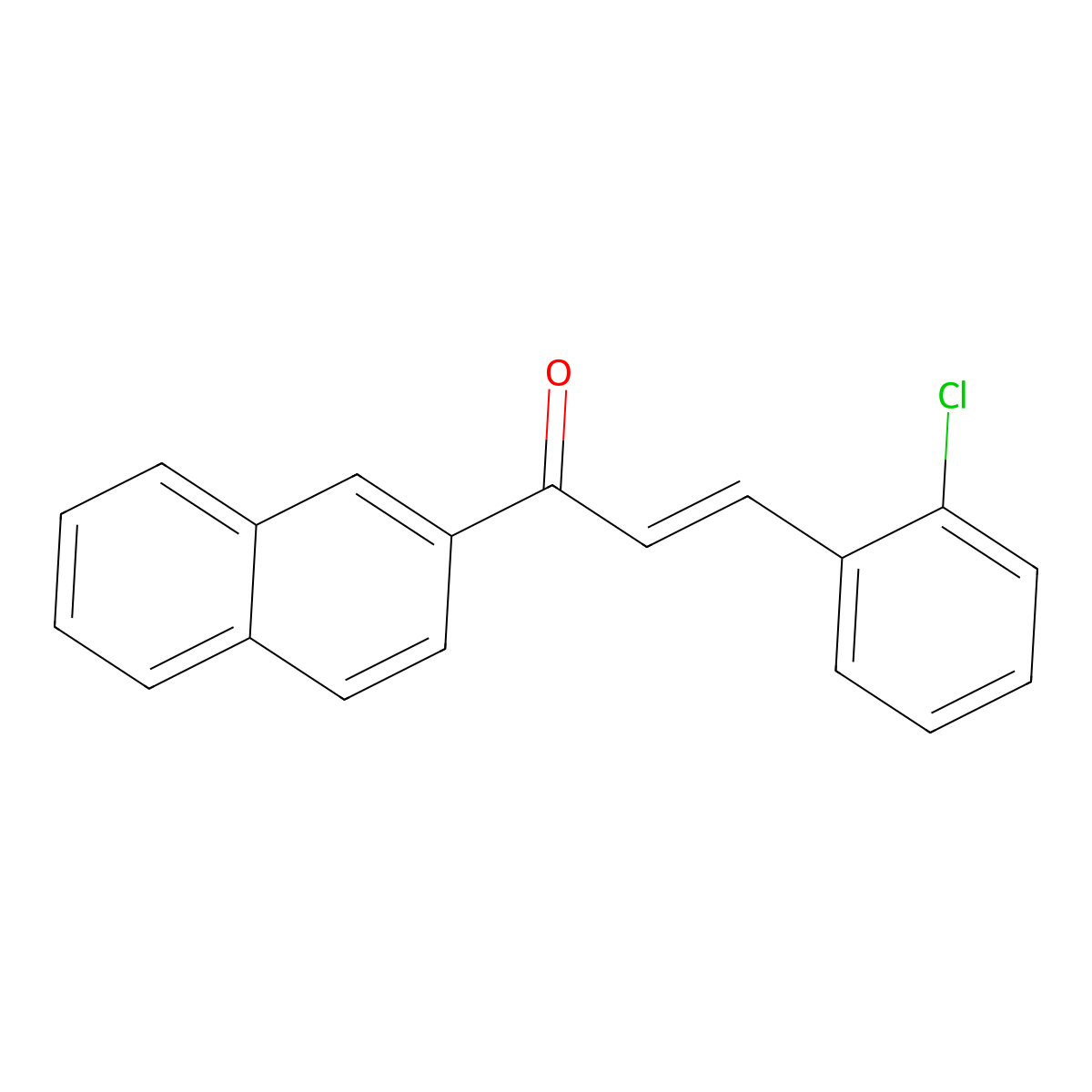 2-Propen-1-one, 3-(2-chlorophenyl)-1-(2-naphthalenyl)-, (E)- molecular structure, CAS 183164-47-8