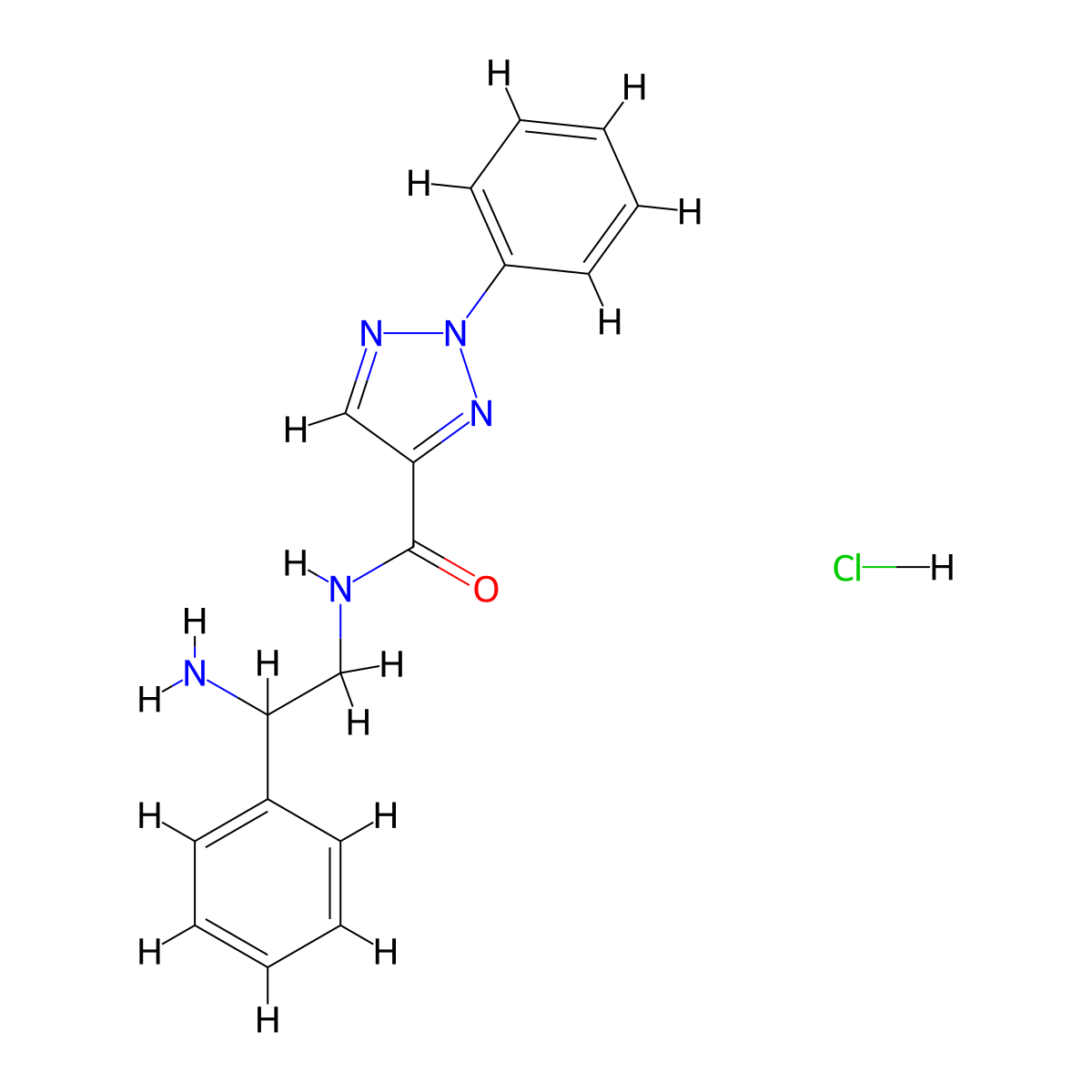N-(2-amino-2-phenylethyl)-2-phenyl-2H-1,2,3-triazole-4-carboxamide hydrochloride molecular structure, CAS 1831687-52-5