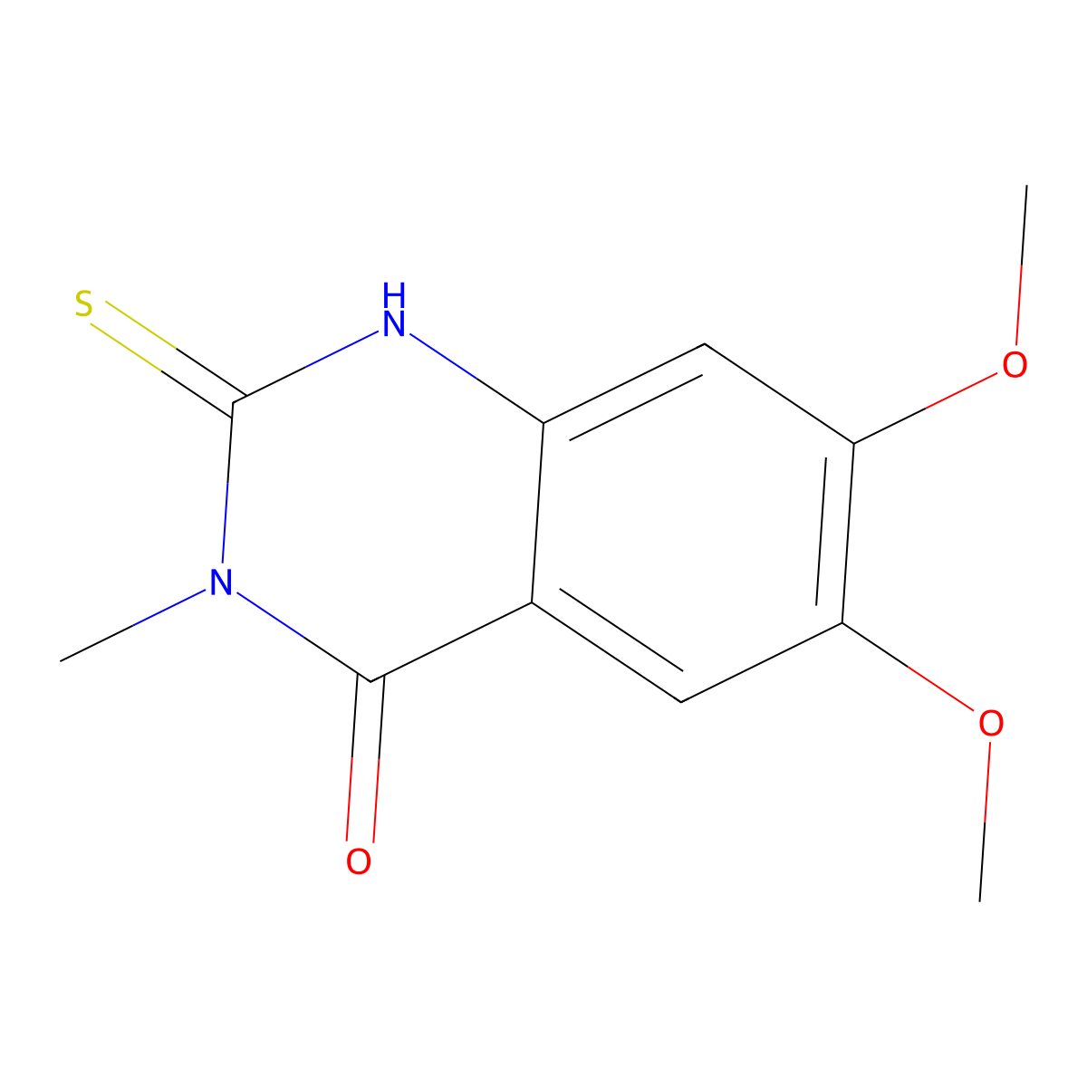 2-mercapto-6,7-dimethoxy-3-methylquinazolin-4(3H)-one molecular structure, CAS 183170-38-9