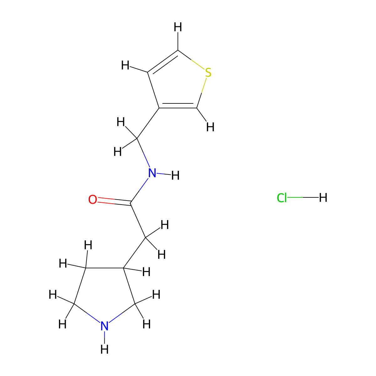 2-(Pyrrolidin-3-yl)-N-(thiophen-3-ylmethyl)acetamide hydrochloride molecular structure, CAS 1831735-38-6