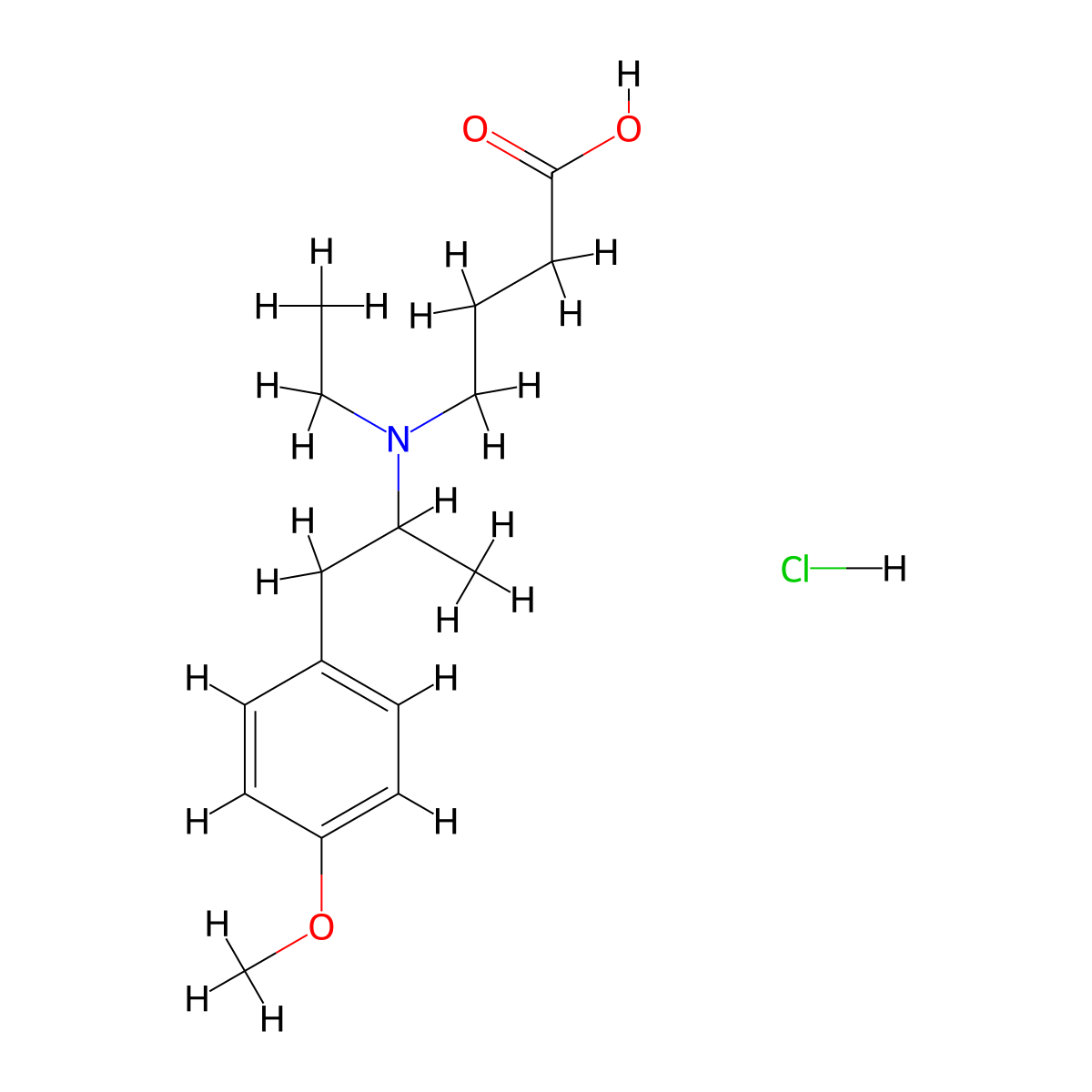 Mebeverine acid hydrochloride molecular structure, CAS 1831845-06-7