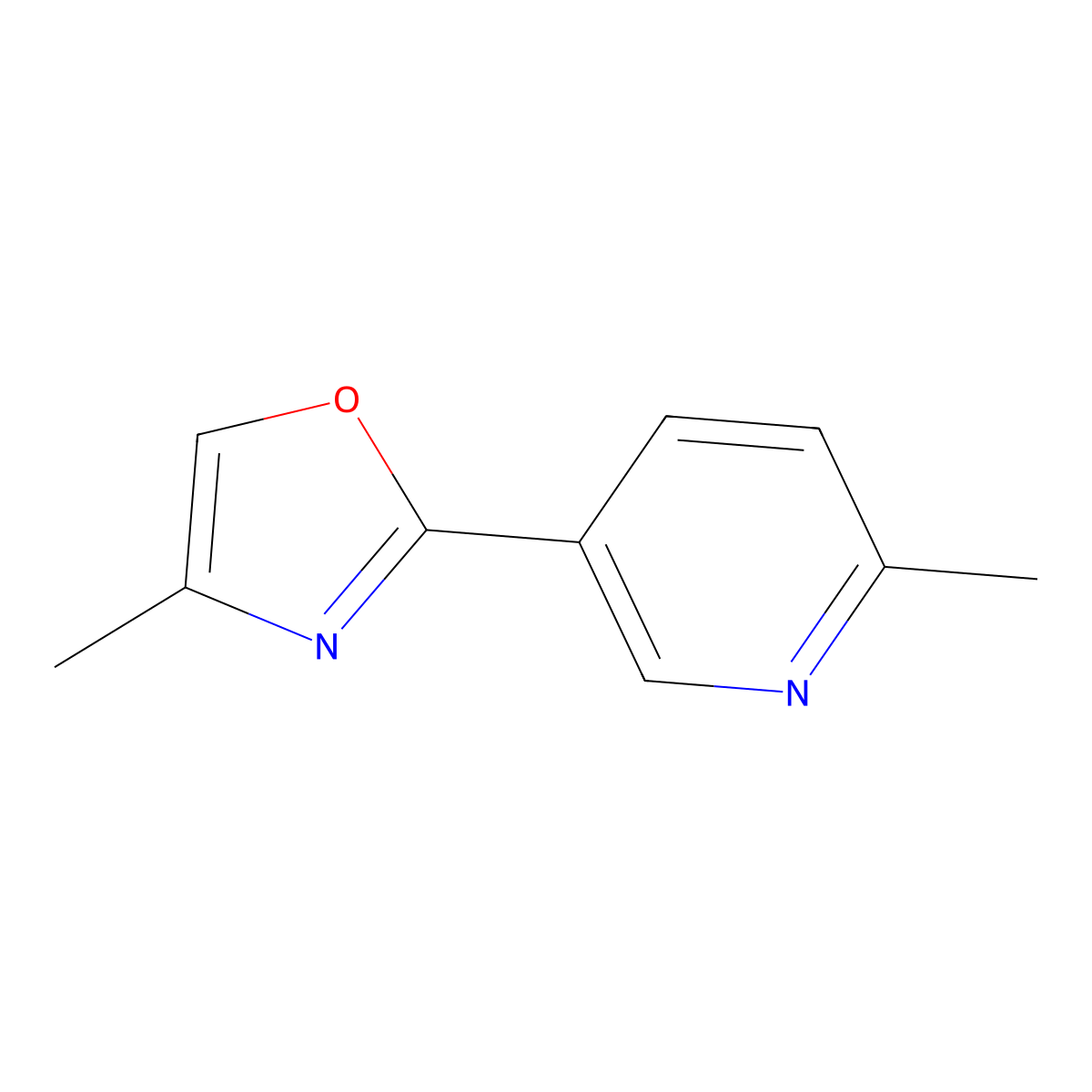 2-Methyl-5-(4-methyl-2-oxazolyl)pyridine molecular structure, CAS 1831887-09-2