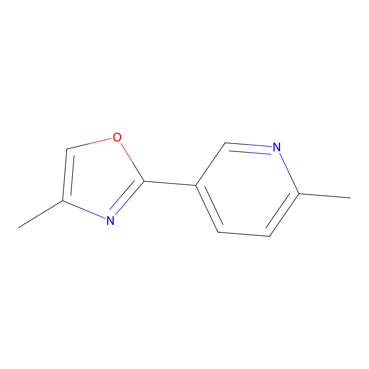 2-Methyl-5-(4-methyl-2-oxazolyl)pyridine molecular structure, CAS 1831887-09-2