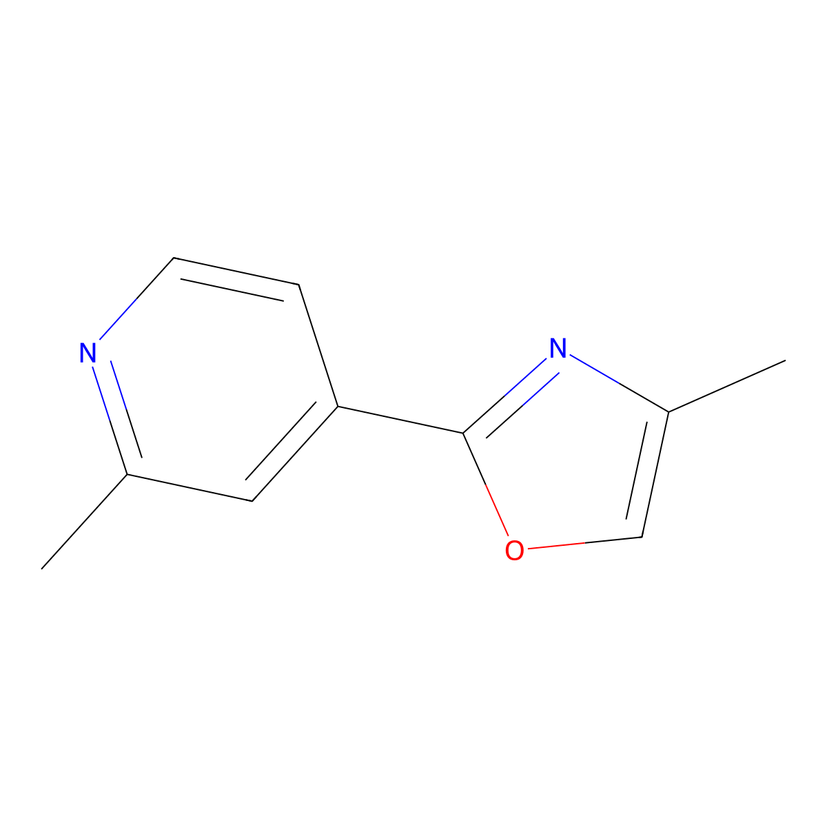 2-Methyl-4-(4-methyl-2-oxazolyl)pyridine molecular structure, CAS 1831887-10-5