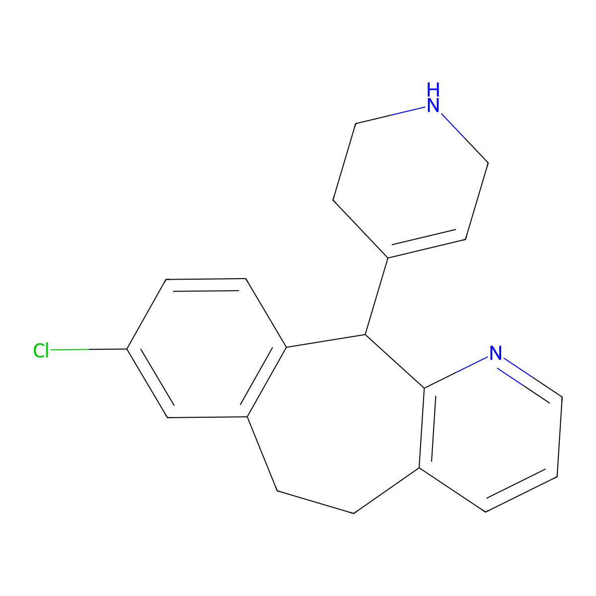 5H-Benzo(5,6)cyclohepta(1,2-b)pyridine, 8-chloro-6,11-dihydro-11-(1,2,3,6-tetrahydro-4-pyridinyl)- molecular structure, CAS 183198-49-4