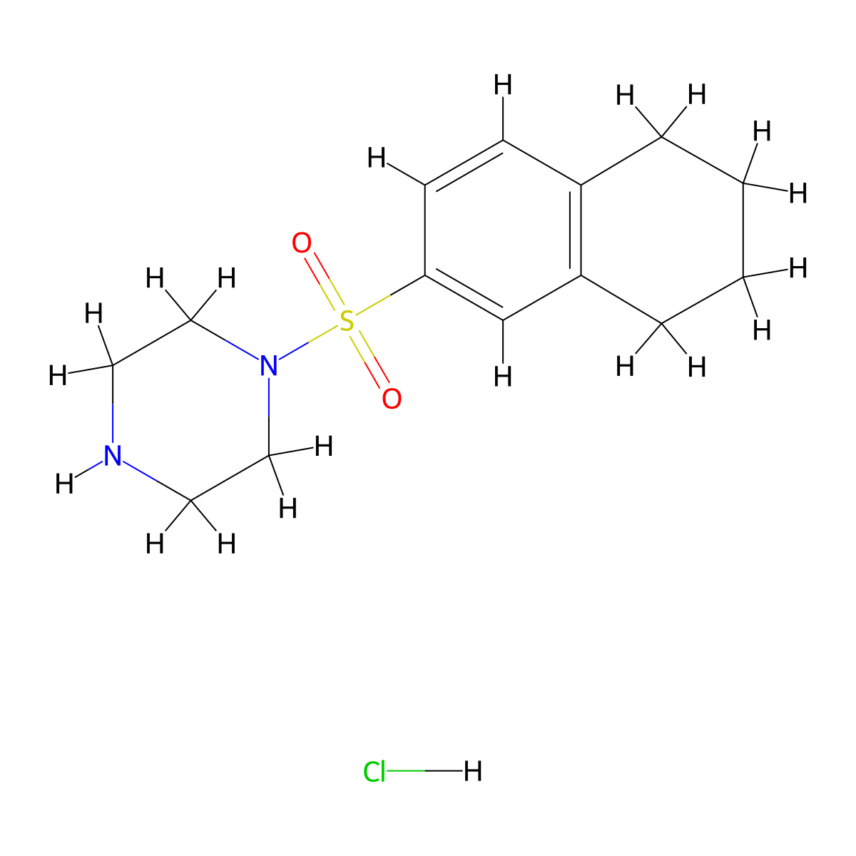 1-(5,6,7,8-Tetrahydronaphthalene-2-sulfonyl)piperazine hydrochloride molecular structure, CAS 1831990-04-5