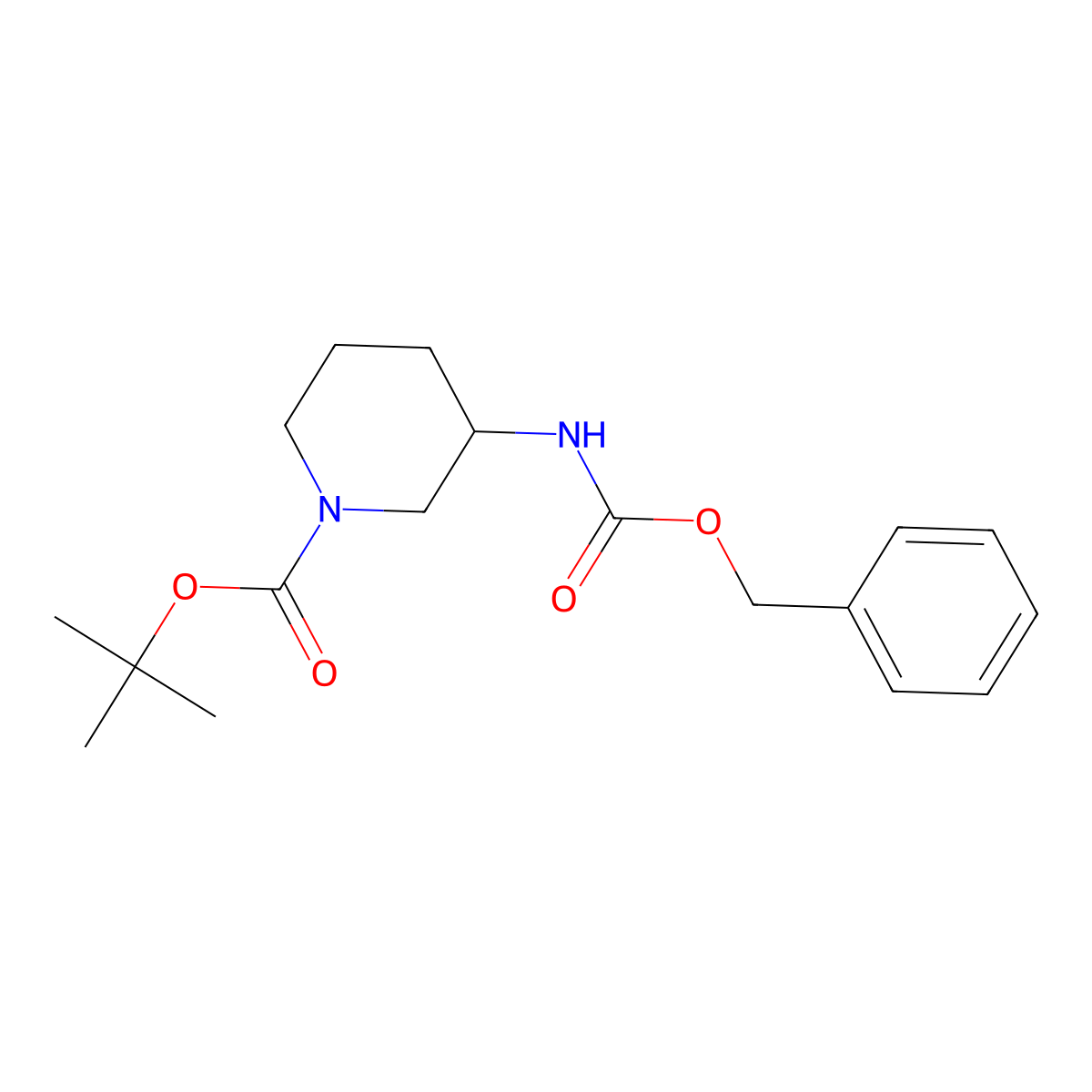 3-Benzyloxycarbonylamino-piperidine-1-carboxylic acid tert-butyl ester molecular structure, CAS 183207-70-7