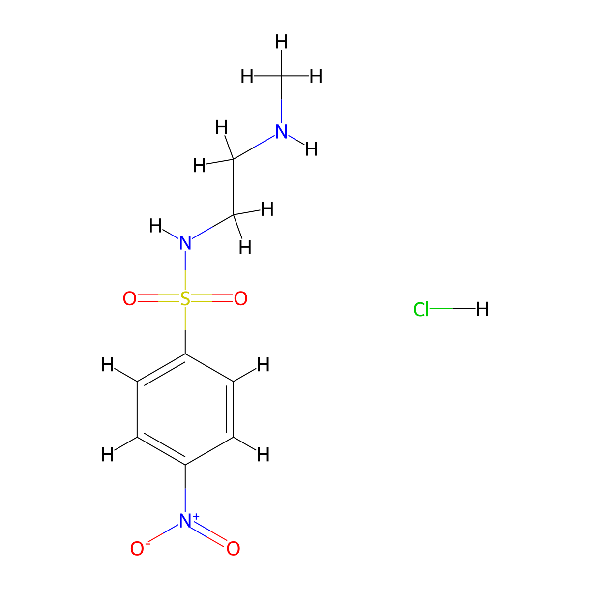 N-[2-(methylamino)ethyl]-4-nitrobenzene-1-sulfonamide hydrochloride molecular structure, CAS 1832076-69-3