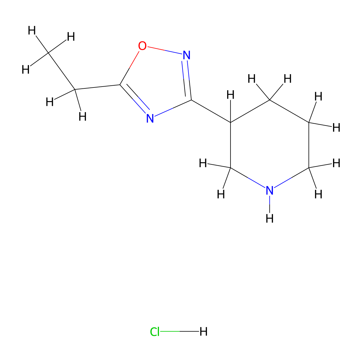 3-(5-Ethyl-1,2,4-oxadiazol-3-yl)piperidine hydrochloride molecular structure, CAS 183208-11-9