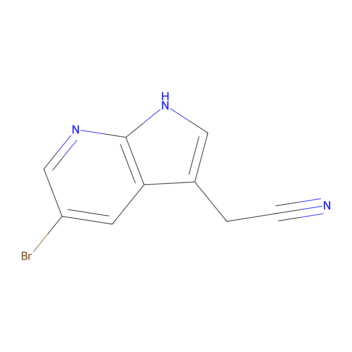 5-Bromo-1H-pyrrolo[2,3-b]pyridine-3-acetonitrile molecular structure, CAS 183208-56-2