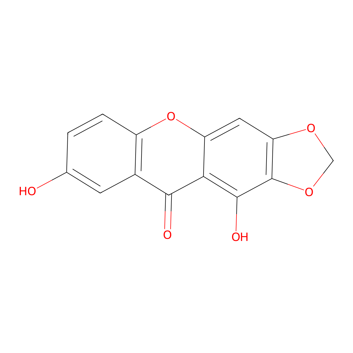 1,7-Dihydroxy-2,3-Methylenedioxyxanthone molecular structure, CAS 183210-63-1
