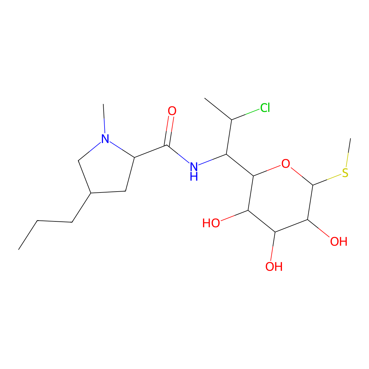 Clindamycin molecular structure, CAS 18323-44-9
