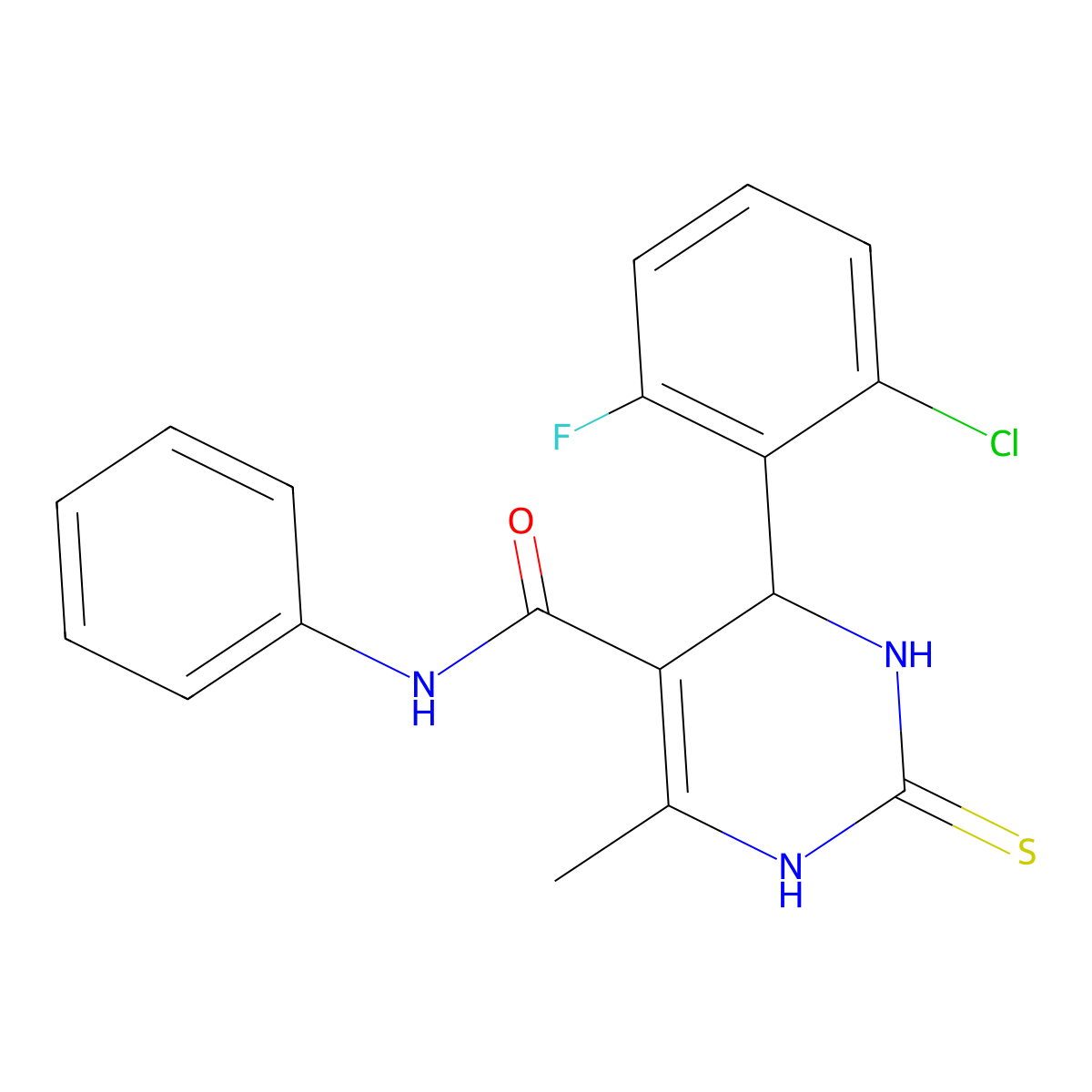 4-(2-chloro-6-fluorophenyl)-6-methyl-N-phenyl-2-thioxo-1,2,3,4-tetrahydro-5-pyrimidinecarboxamide molecular structure, CAS 183231-05-2