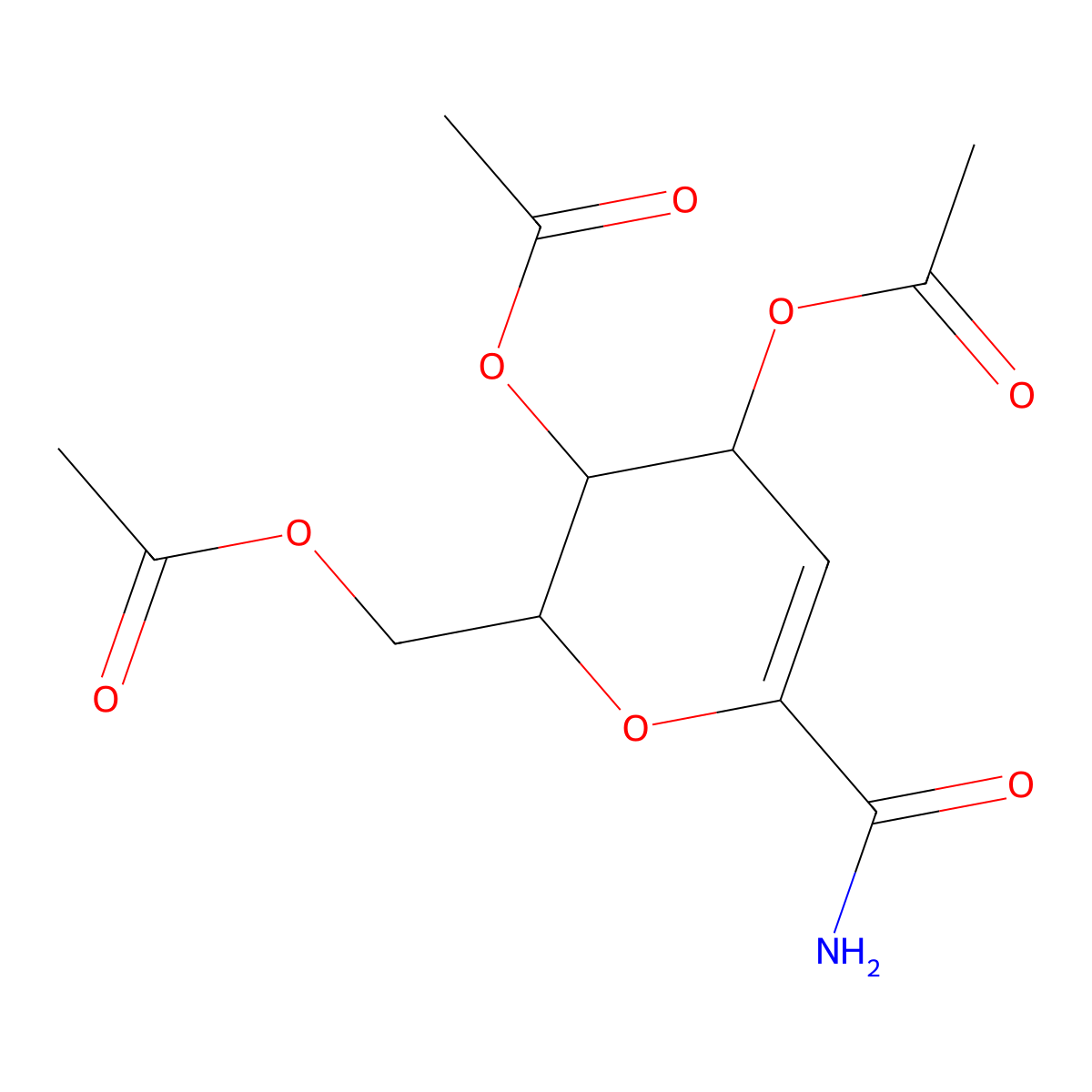 4,5,7-Tri-O-acetyl-2,6-anhydro-3-deoxy-D-lyxo-hept-2-enonamide molecular structure, CAS 183233-11-6