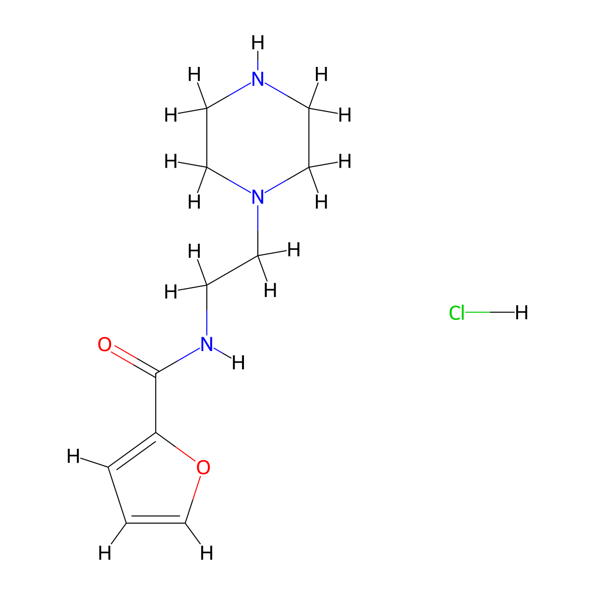 N-[2-(piperazin-1-yl)ethyl]furan-2-carboxamide hydrochloride molecular structure, CAS 1832347-08-6
