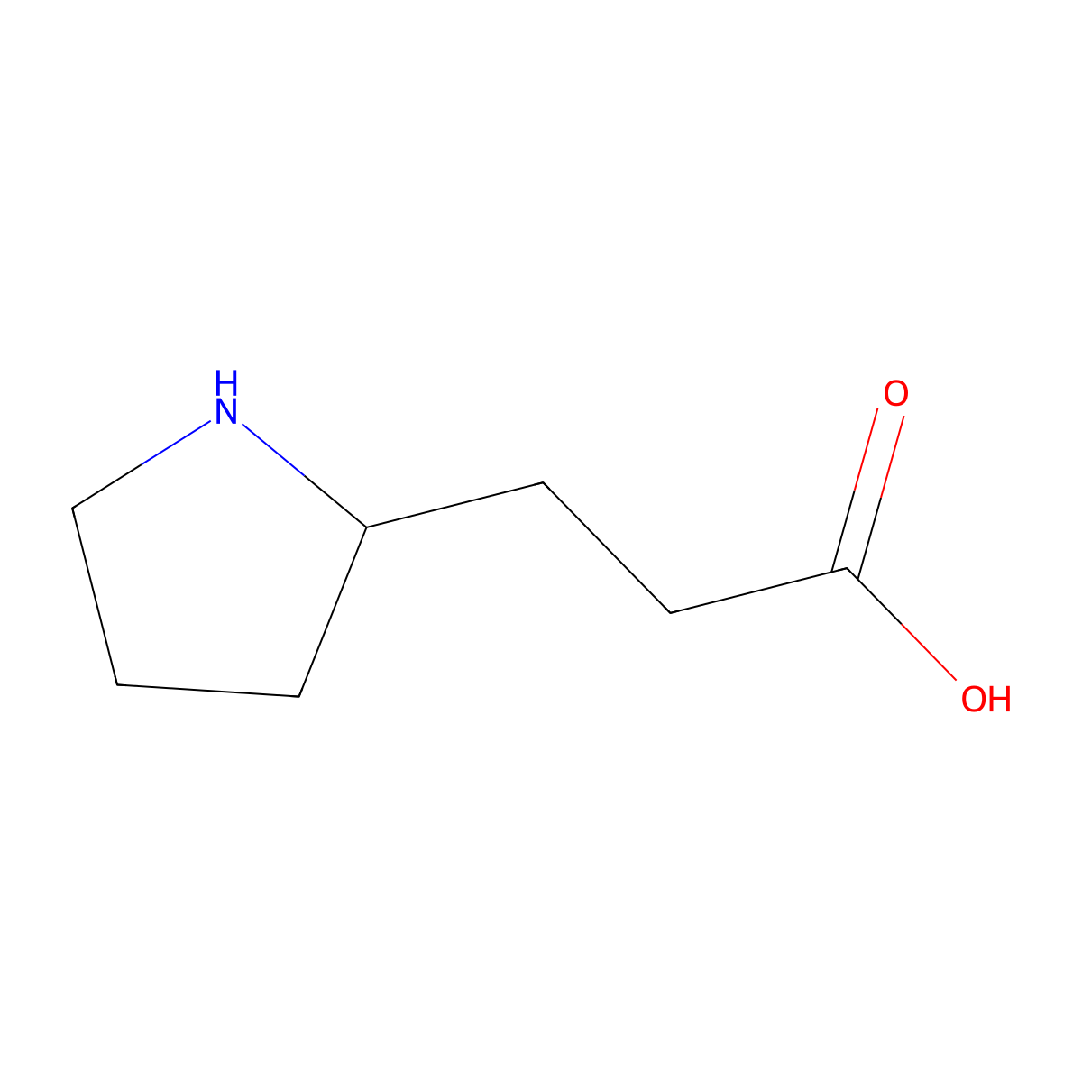 3-Pyrrolidin-2-yl-propionic acid molecular structure, CAS 18325-18-3
