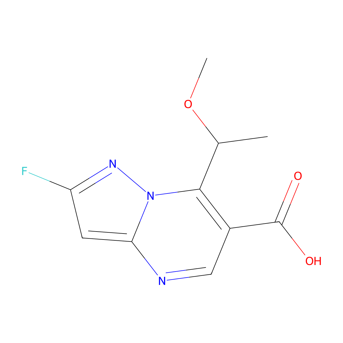 (S)-2-Fluoro-7-(1-methoxyethyl)pyrazolo[1,5-a]pyrimidine-6-carboxylic acid molecular structure, CAS 1832582-45-2