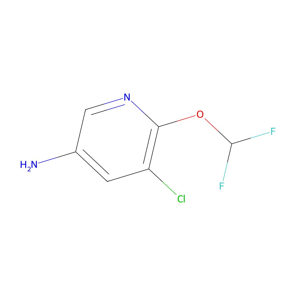 5-Chloro-6-(difluoromethoxy)pyridin-3-amine molecular structure, CAS 1832583-48-8