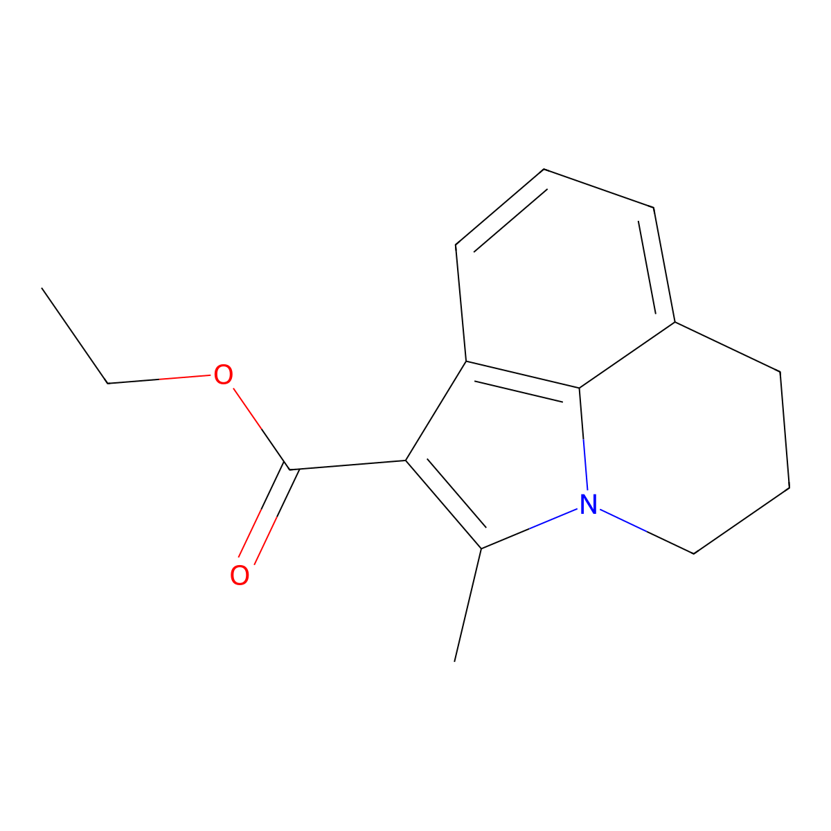 ethyl 2-methyl-5,6-dihydro-4H-pyrrolo[3,2,1-ij]quinoline-1-carboxylate molecular structure, CAS 18326-86-8