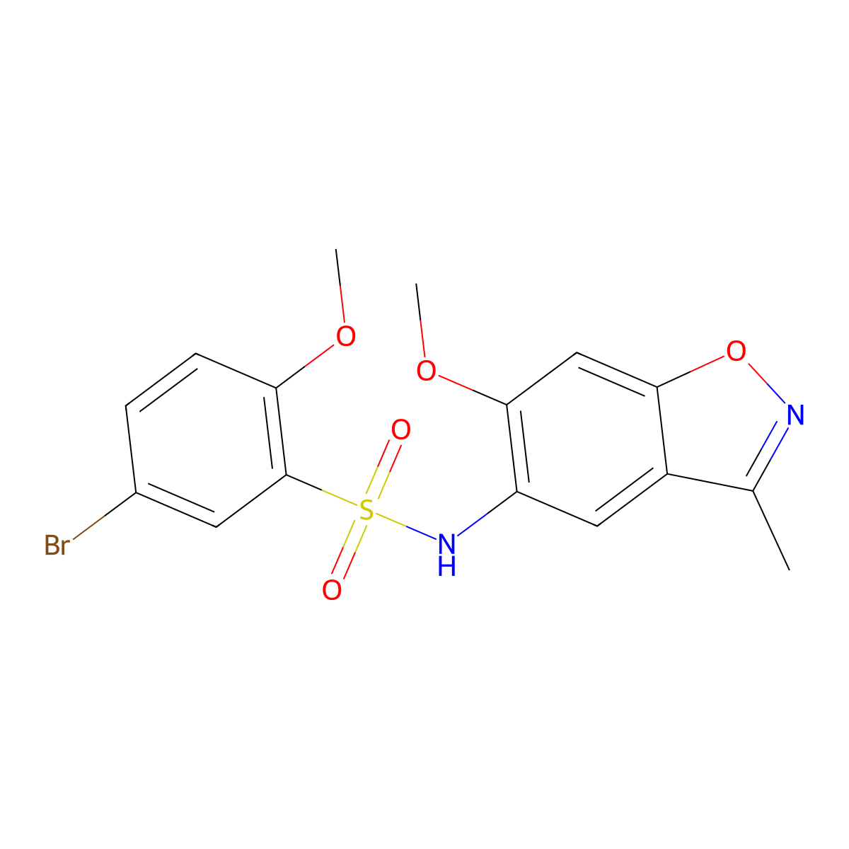 5-bromo-2-methoxy-N-(6-methoxy-3-methylbenzo[d]isoxazol-5-yl)benzenesulfonamide molecular structure, CAS 1832671-96-1