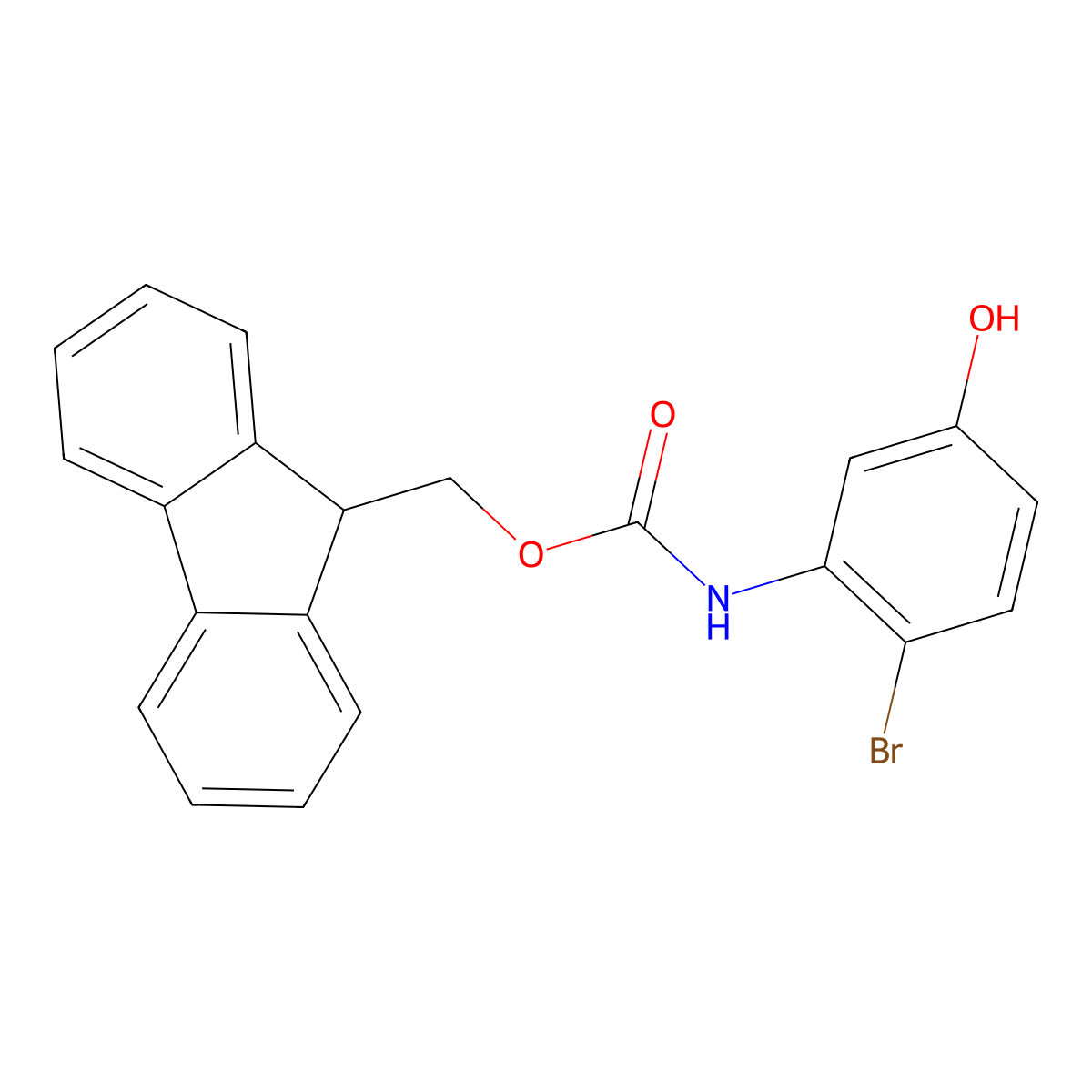 (9H-fluoren-9-yl)methyl N-(2-bromo-5-hydroxyphenyl)carbamate molecular structure, CAS 183273-12-3