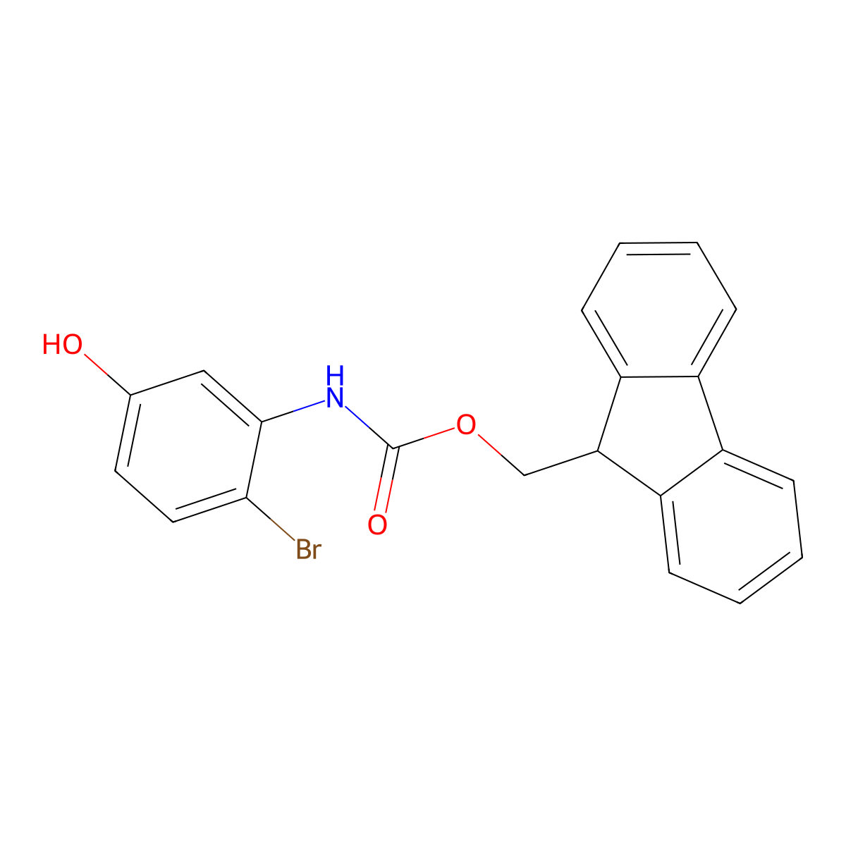 (9H-fluoren-9-yl)methyl N-(2-bromo-5-hydroxyphenyl)carbamate molecular structure, CAS 183273-12-3
