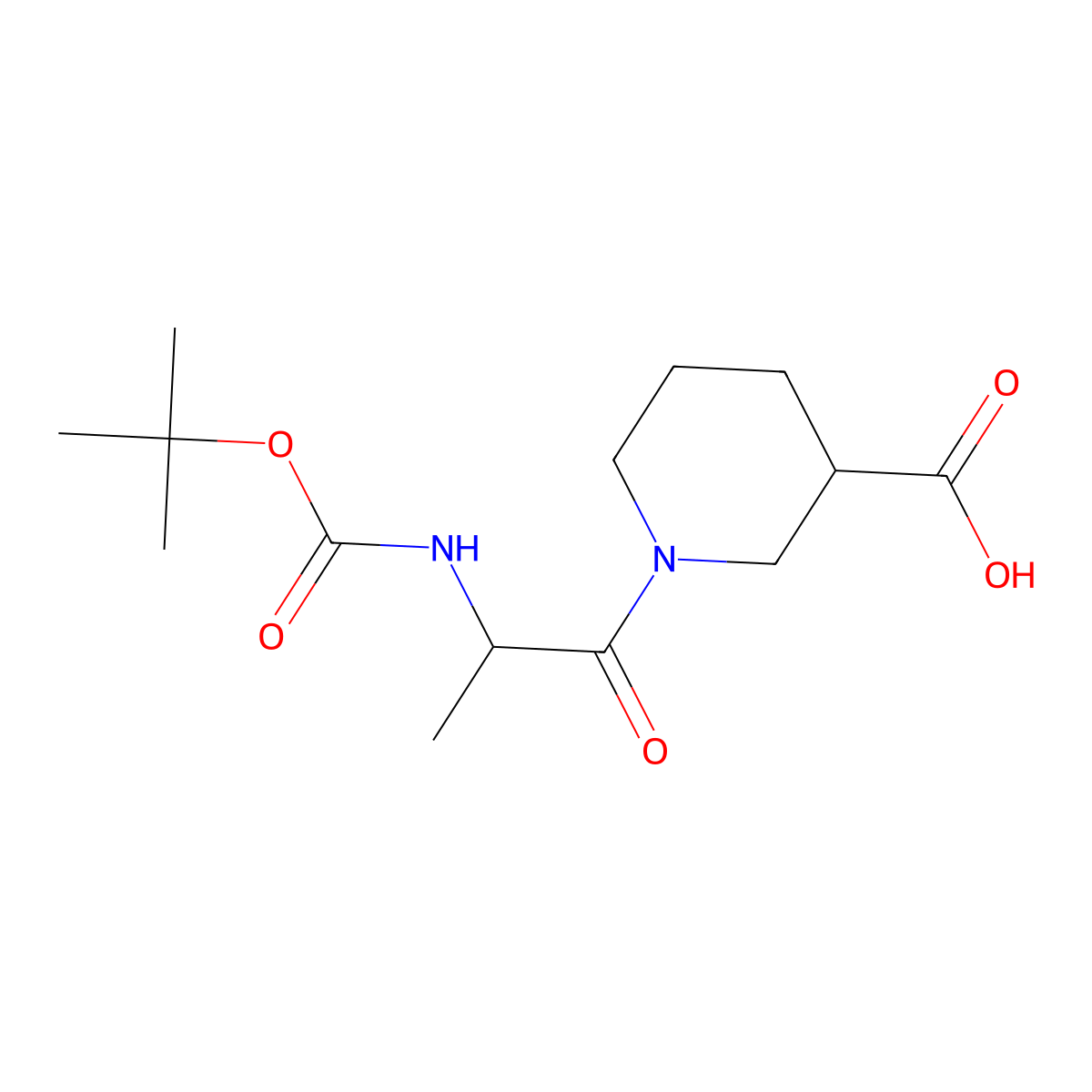 1-(2-{[(Tert-butoxy)carbonyl]amino}propanoyl)piperidine-3-carboxylic acid molecular structure, CAS 1832735-27-9