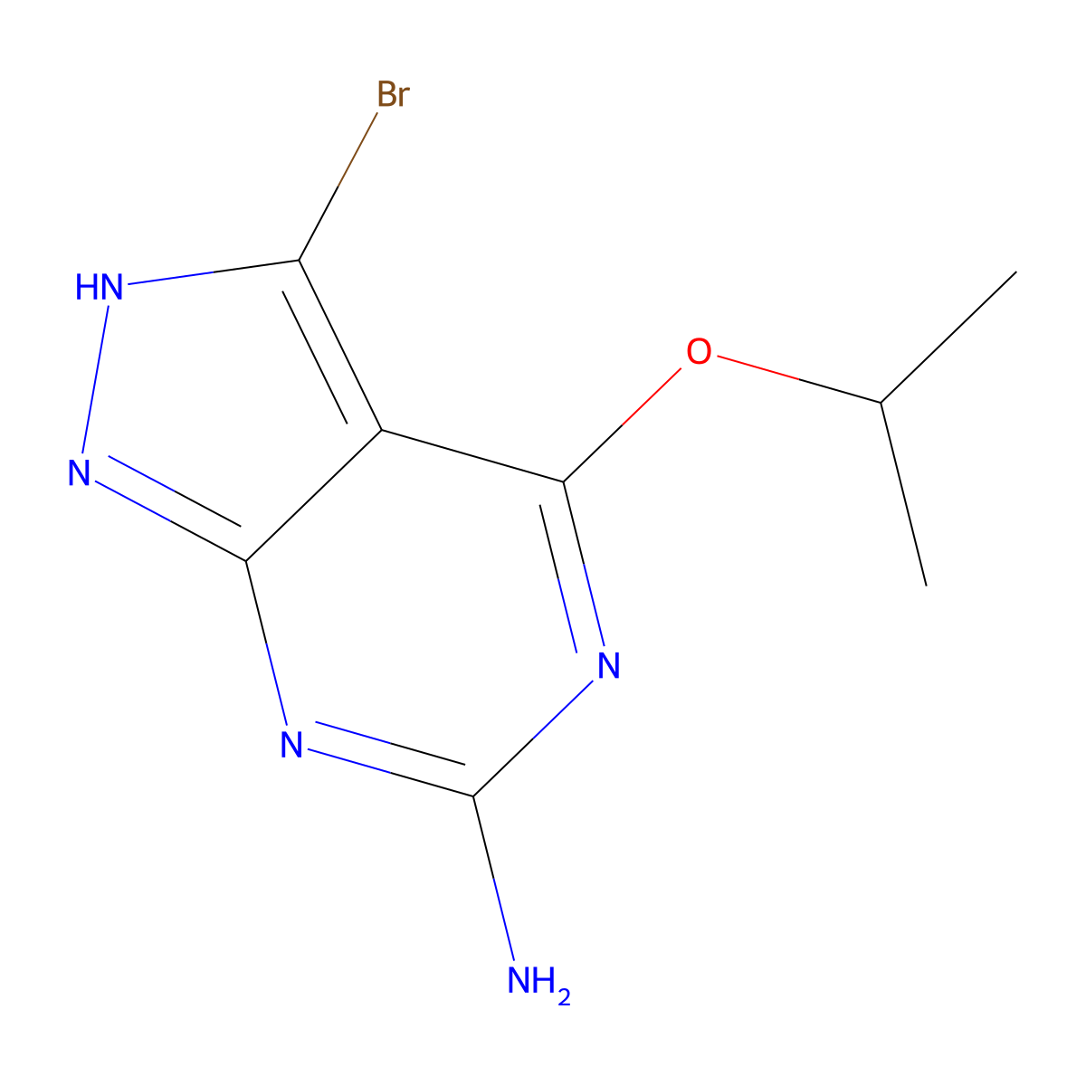 1H-Pyrazolo[3,4-d]pyrimidin-6-amine, 3-bromo-4-(1-methylethoxy)- molecular structure, CAS 183274-50-2