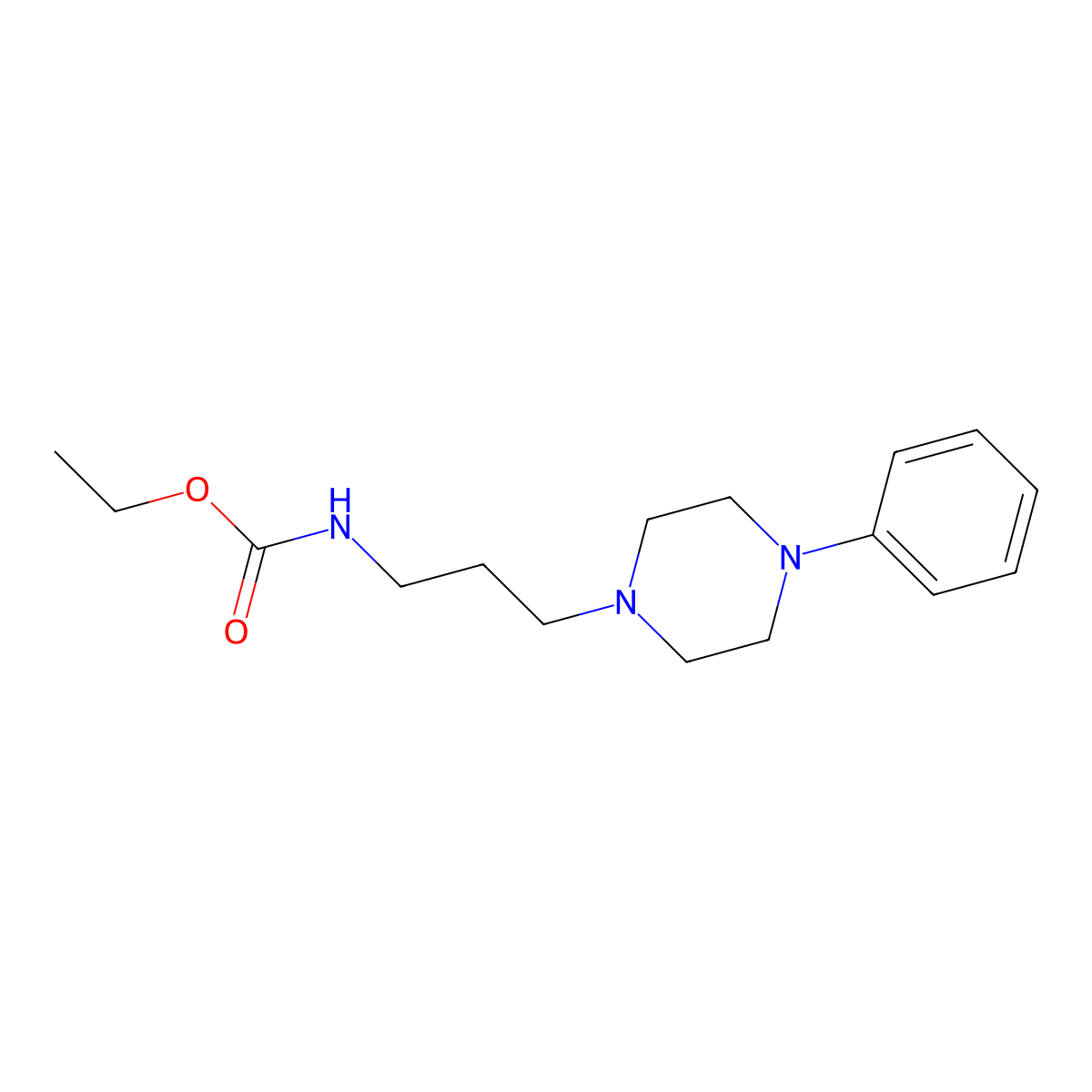 Ethyl (3-(4-phenylpiperazin-1-yl)propyl)carbamate molecular structure, CAS 18328-20-6