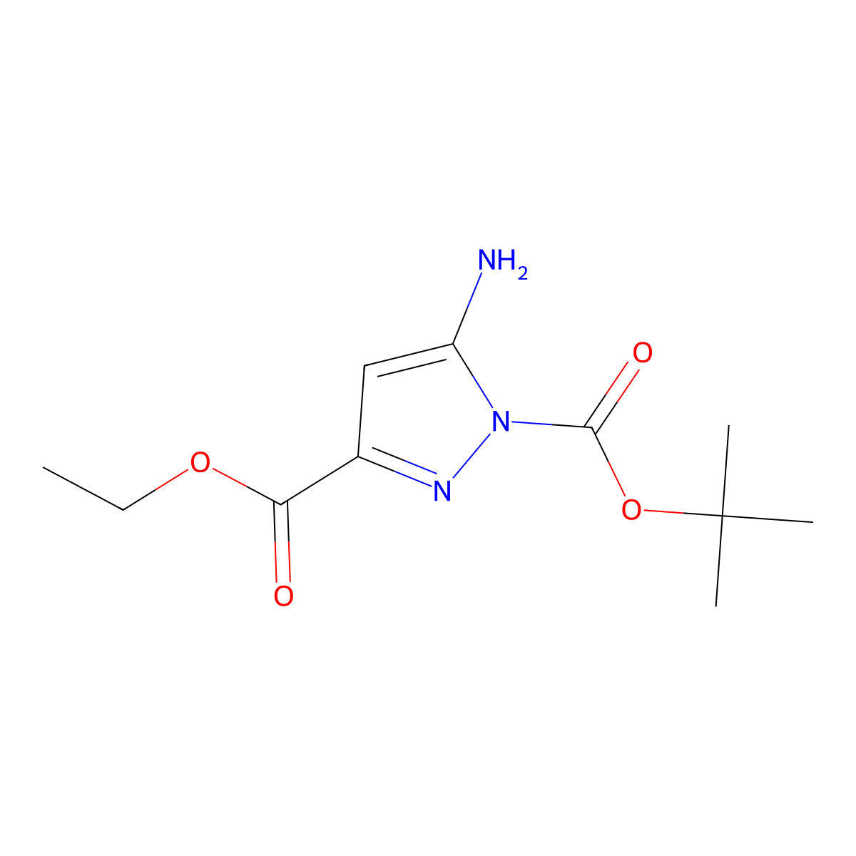 1-(tert-Butyl) 3-ethyl 5-amino-1H-pyrazole-1,3-dicarboxylate molecular structure, CAS 183288-92-8