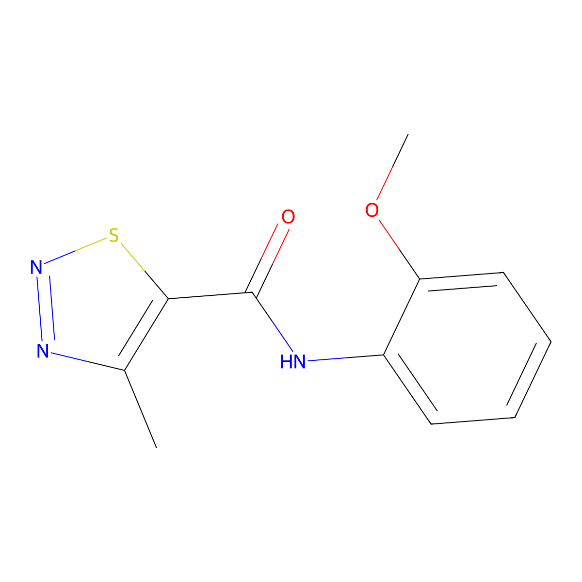 N-(2-methoxyphenyl)-4-methyl-1,2,3-thiadiazole-5-carboxamide molecular structure, CAS 183300-00-7