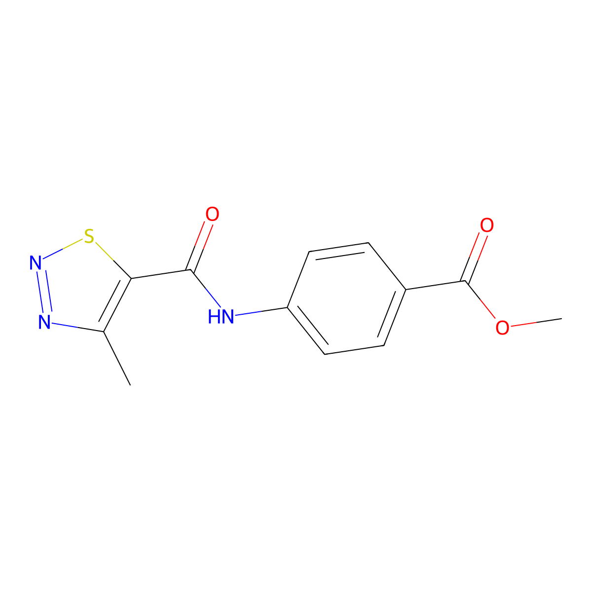 Methyl 4-{[(4-methyl-1,2,3-thiadiazol-5-yl)carbonyl]amino}benzoate molecular structure, CAS 183300-26-7