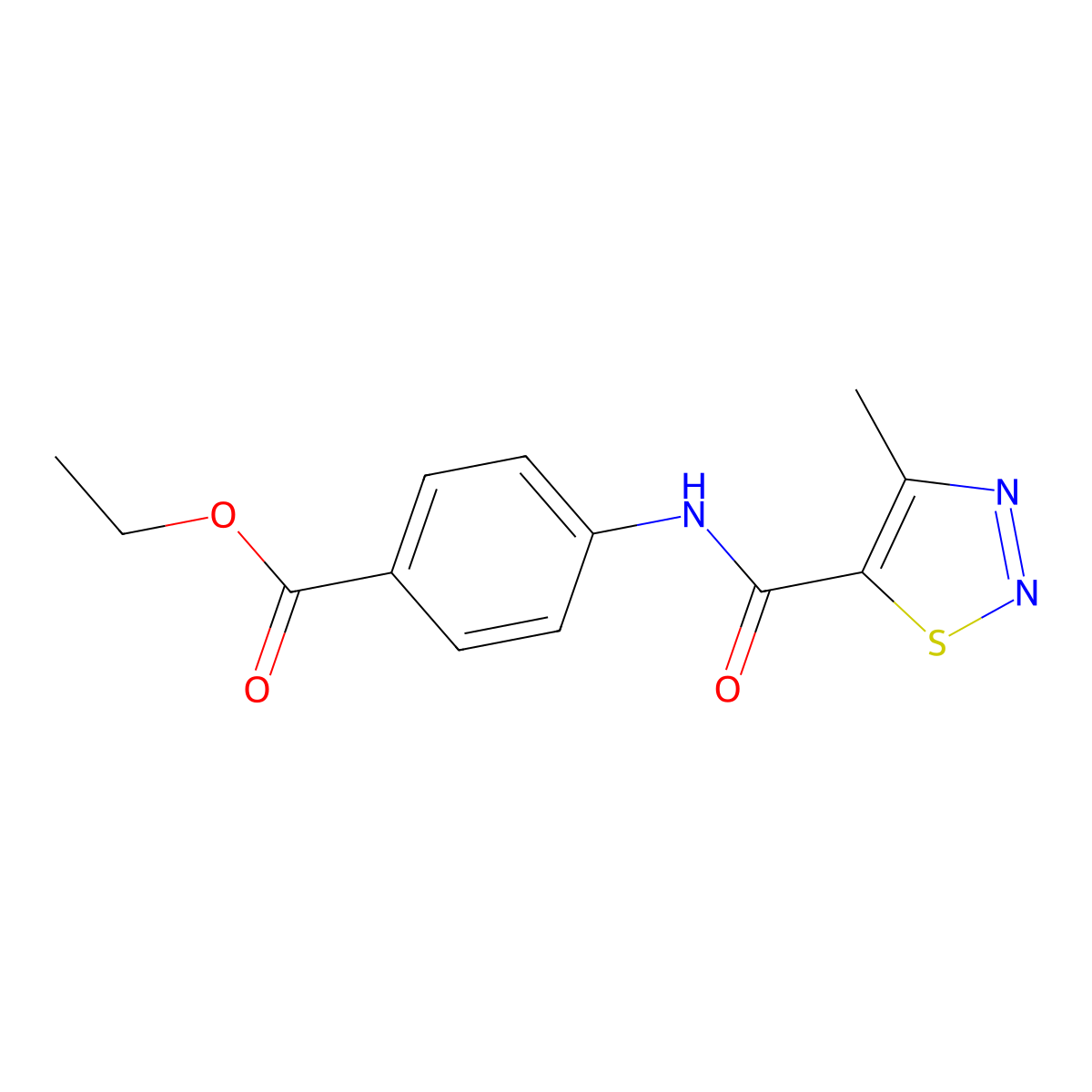 Ethyl 4-{[(4-methyl-1,2,3-thiadiazol-5-yl)carbonyl]amino}benzoate molecular structure, CAS 183300-31-4