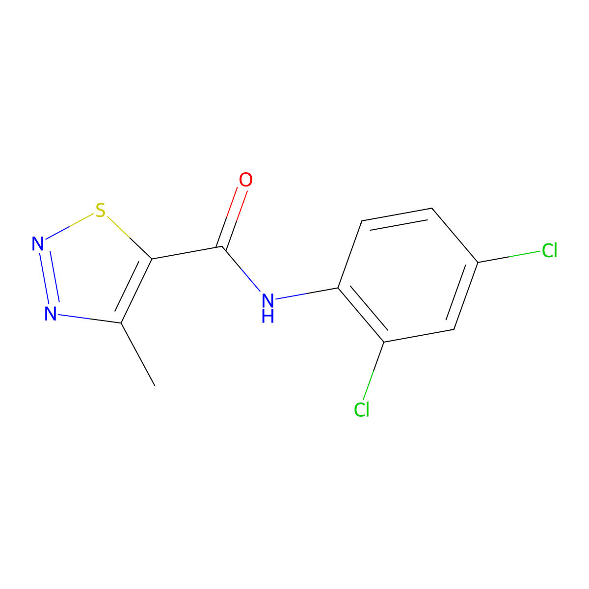 N-(2,4-dichlorophenyl)-4-methyl-1,2,3-thiadiazole-5-carboxamide molecular structure, CAS 183300-50-7