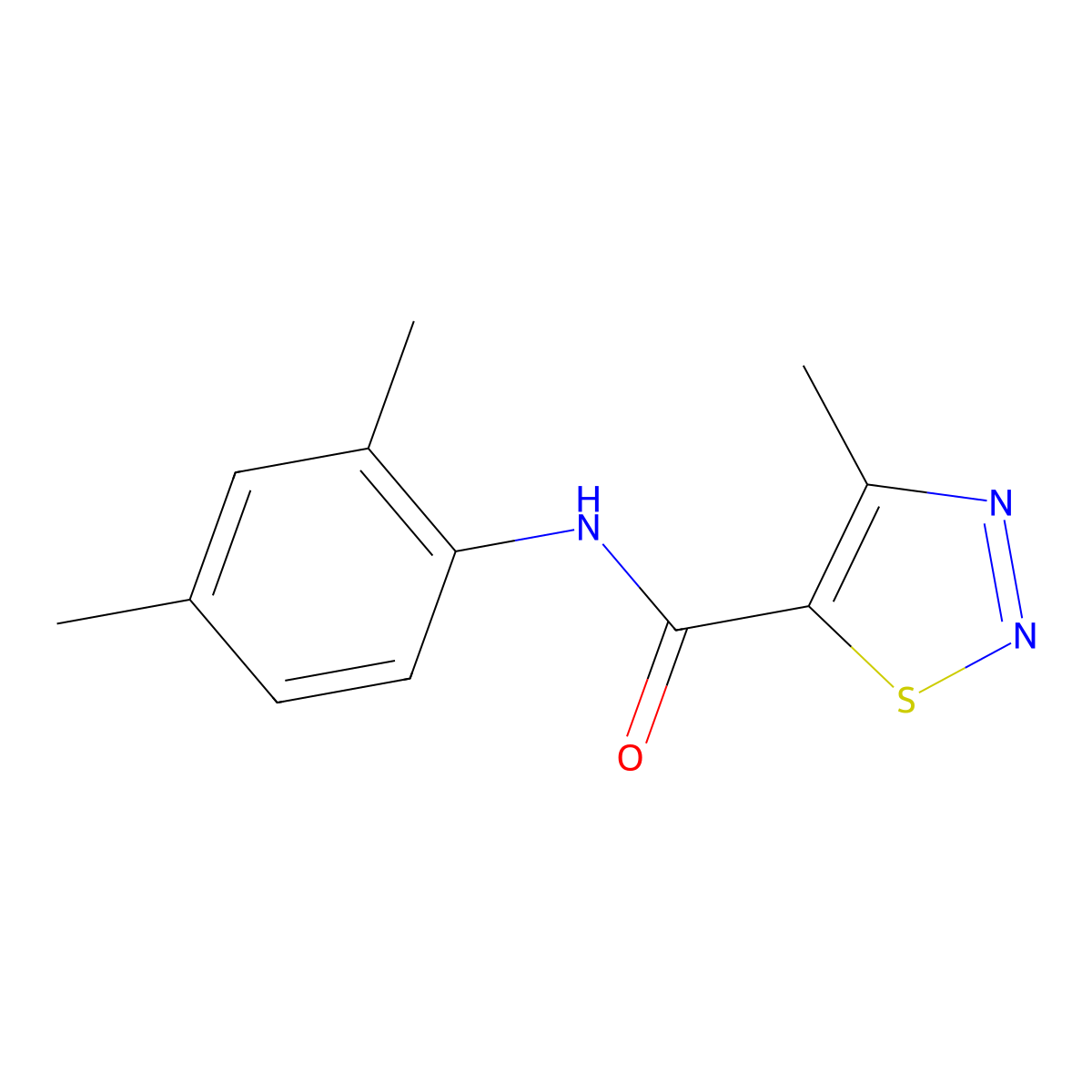 N-(2,4-dimethylphenyl)-4-methyl-1,2,3-thiadiazole-5-carboxamide molecular structure, CAS 183300-67-6