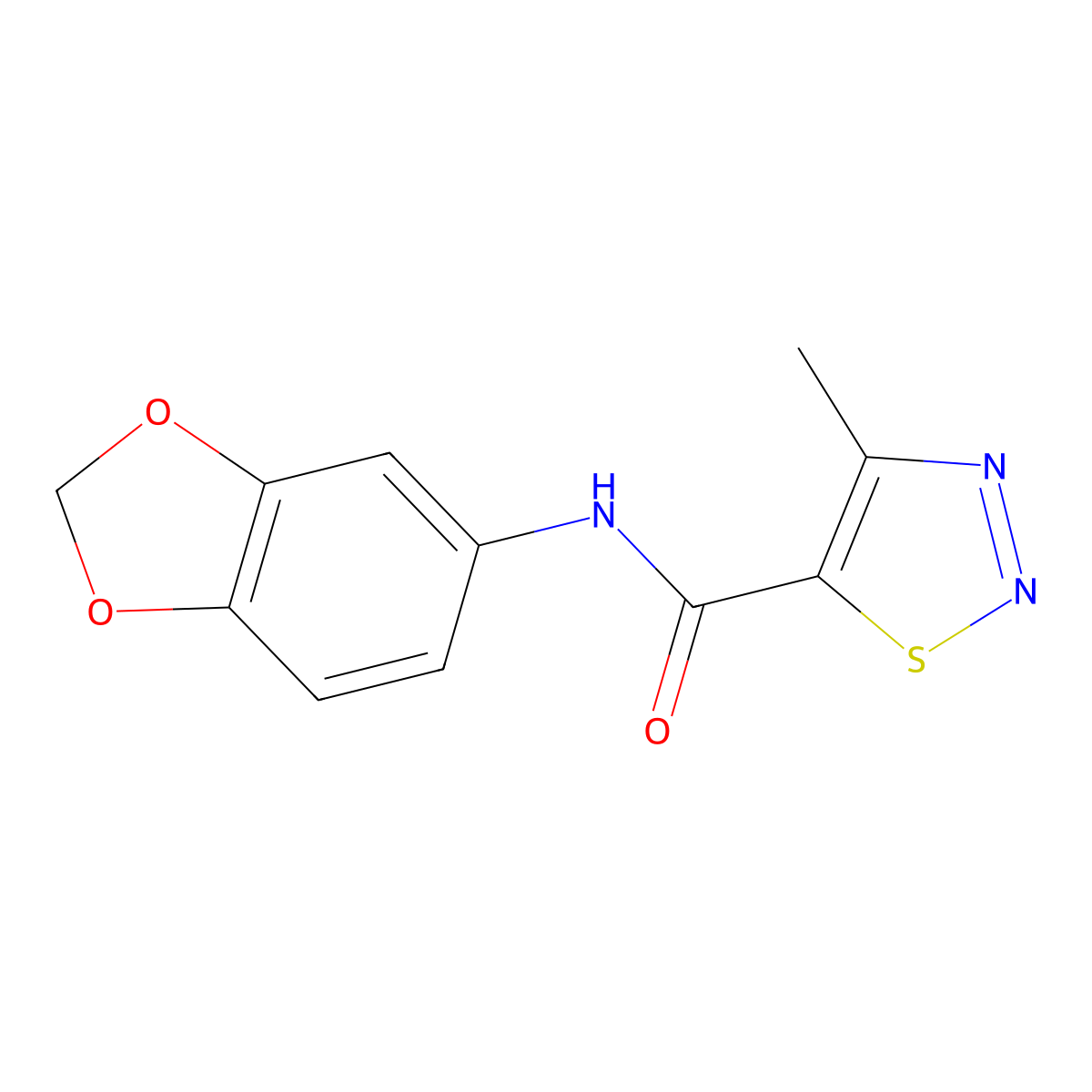 N-(1,3-benzodioxol-5-yl)-4-methylthiadiazole-5-carboxamide molecular structure, CAS 183300-81-4