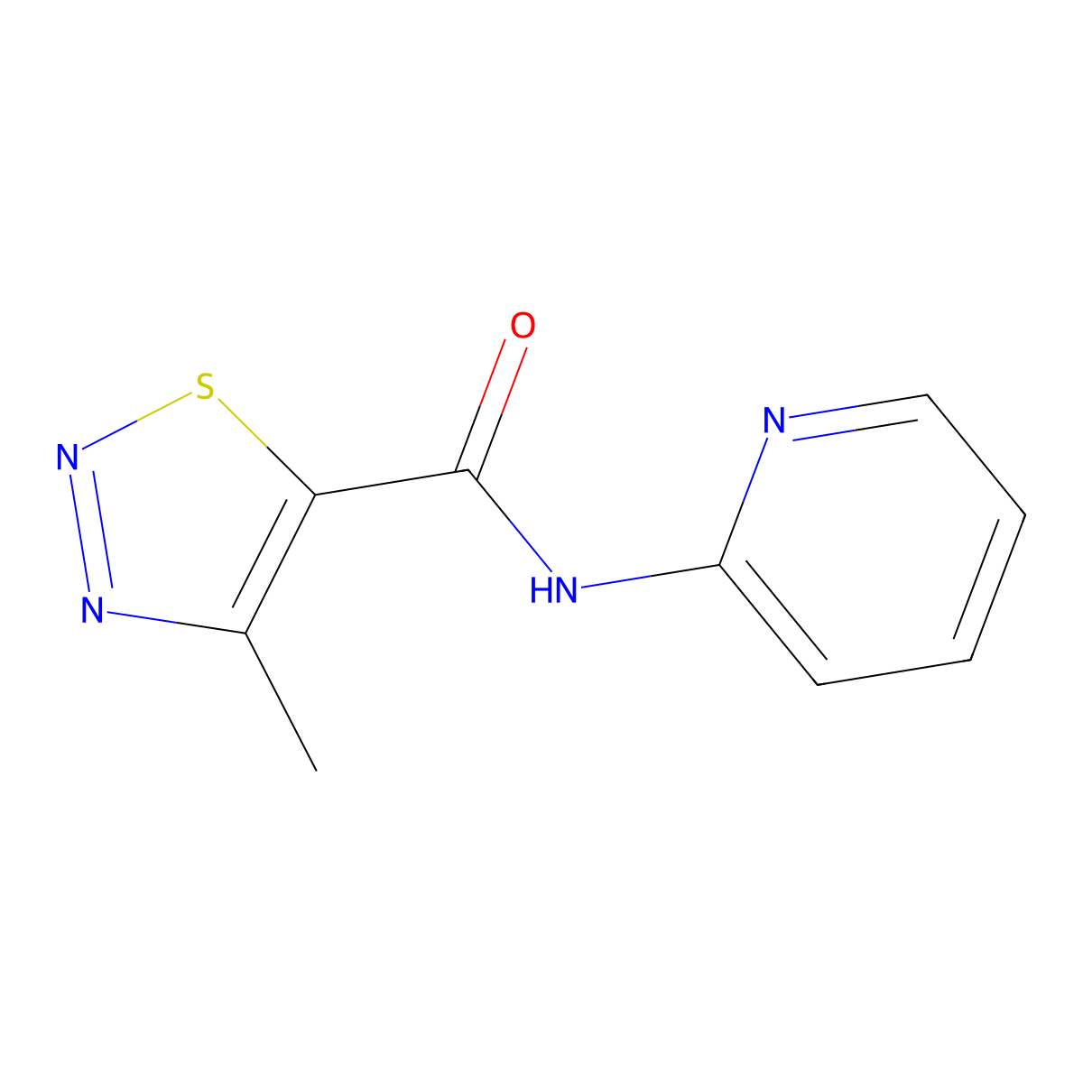 4-methyl-N-(pyridin-2-yl)-1,2,3-thiadiazole-5-carboxamide molecular structure, CAS 183301-27-1