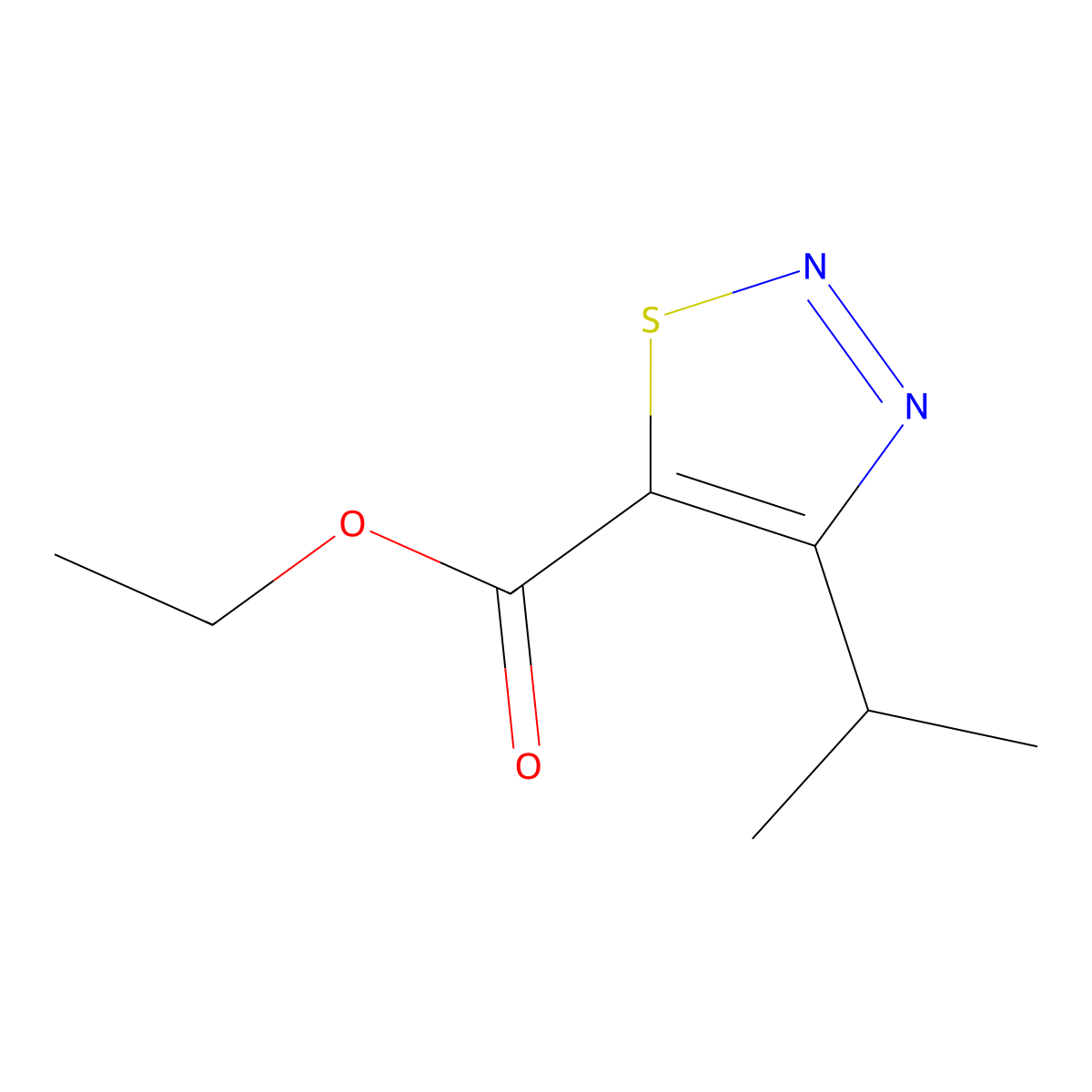 Ethyl 4-(propan-2-yl)-1,2,3-thiadiazole-5-carboxylate molecular structure, CAS 183302-79-6