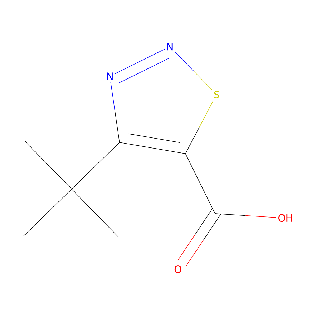 4-Tert-butyl-1,2,3-thiadiazole-5-carboxylic acid molecular structure, CAS 183303-08-4