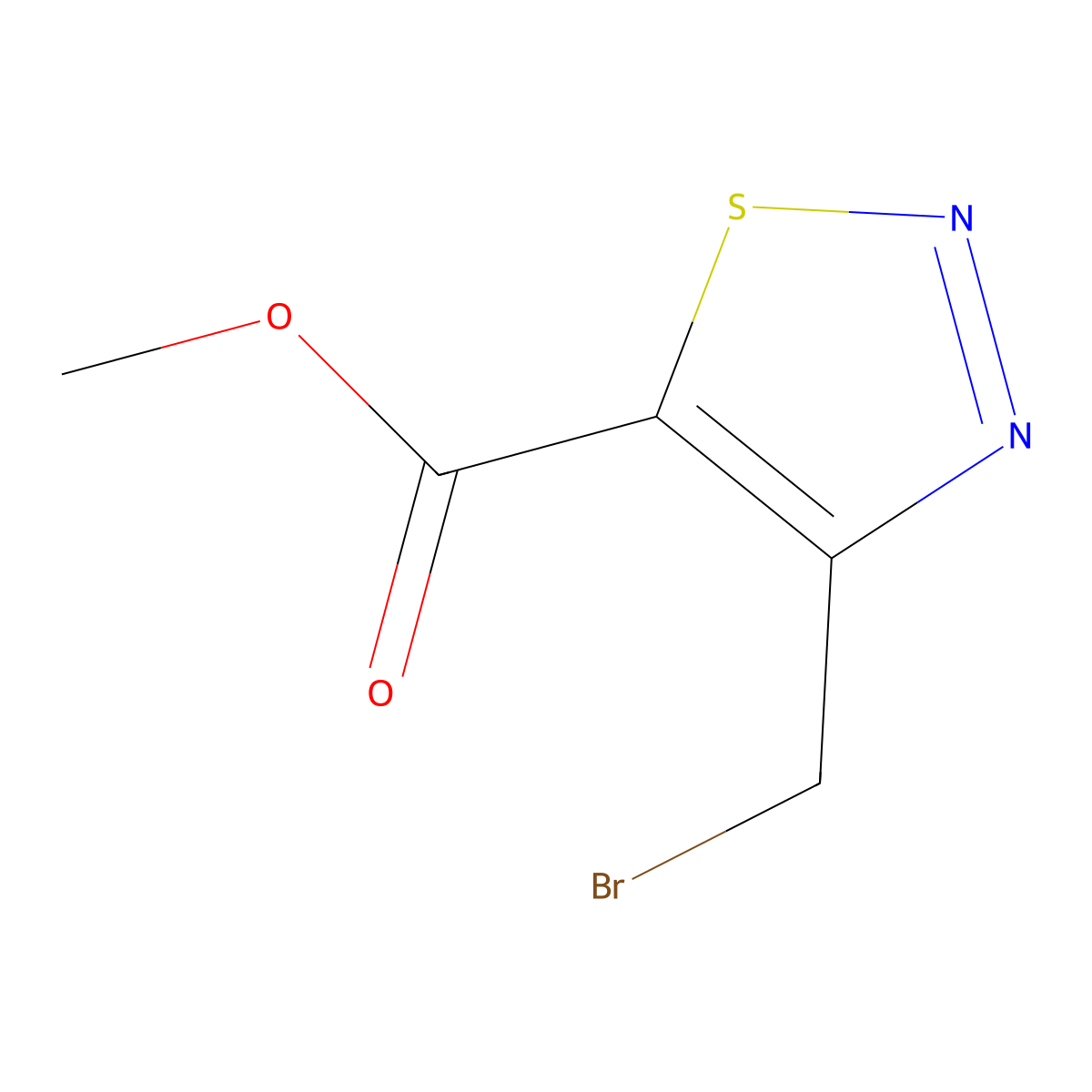 Methyl 4-(bromomethyl)-1,2,3-thiadiazole-5-carboxylate molecular structure, CAS 183303-30-2