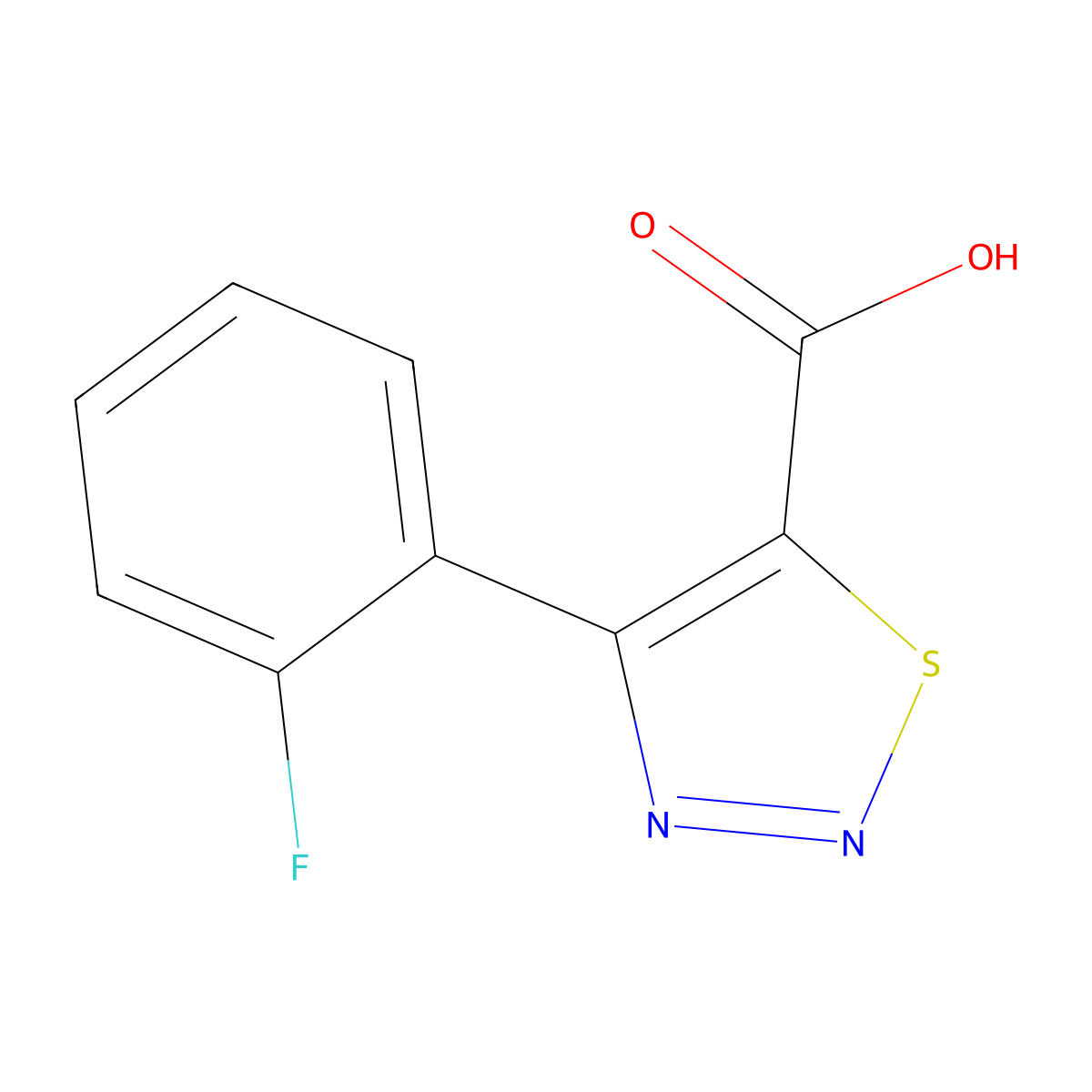4-(2-Fluorophenyl)-1,2,3-thiadiazole-5-carboxylic acid molecular structure, CAS 183304-92-9