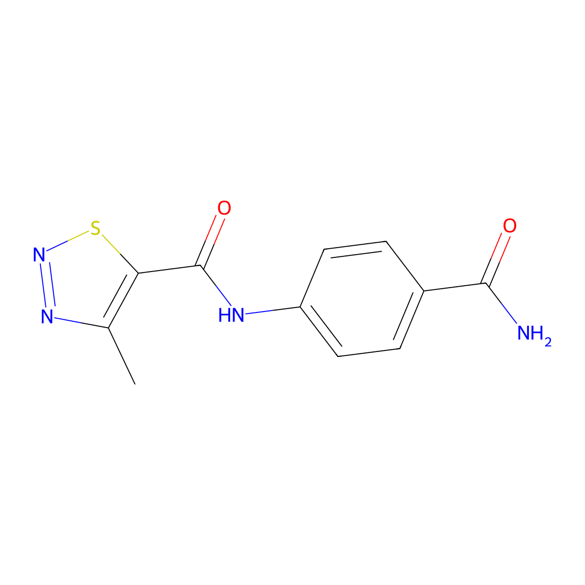 N-(4-carbamoylphenyl)-4-methylthiadiazole-5-carboxamide molecular structure, CAS 183305-49-9