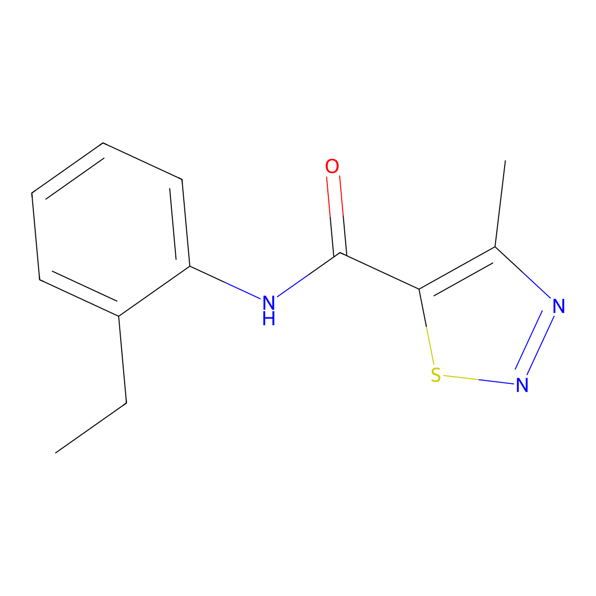 N-(2-ethylphenyl)-4-methyl-1,2,3-thiadiazole-5-carboxamide molecular structure, CAS 183306-35-6