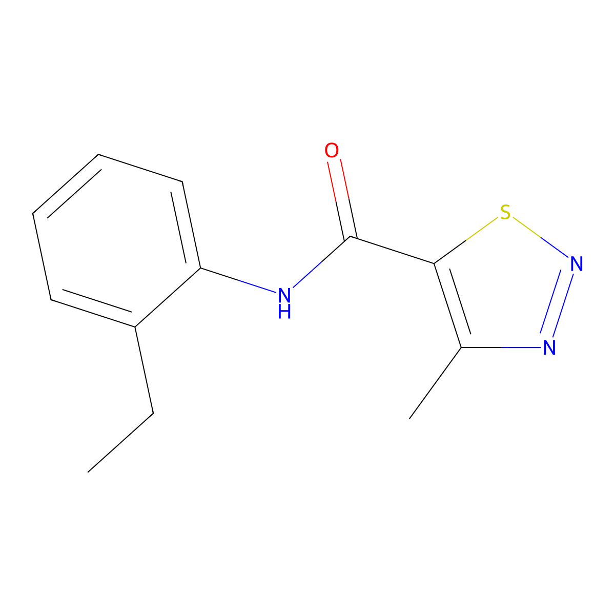 N-(2-ethylphenyl)-4-methyl-1,2,3-thiadiazole-5-carboxamide molecular structure, CAS 183306-35-6