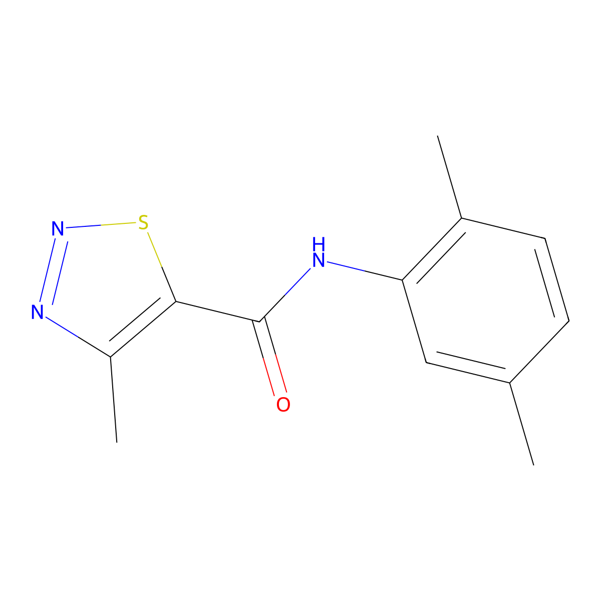 N-(2,5-dimethylphenyl)-4-methyl-1,2,3-thiadiazole-5-carboxamide molecular structure, CAS 183306-43-6