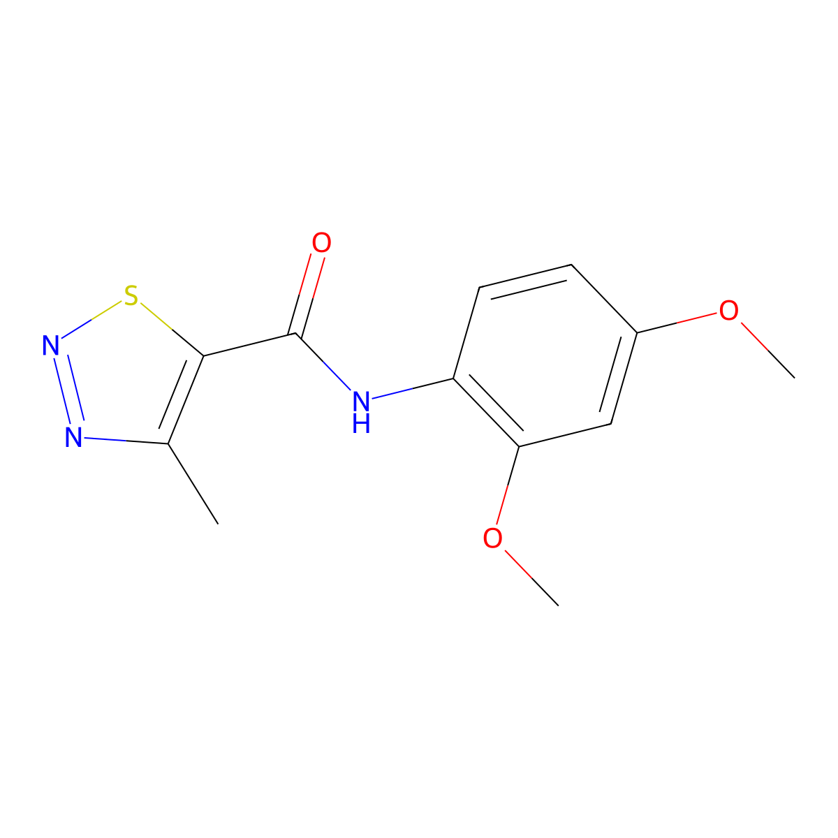 N-(2,4-dimethoxyphenyl)-4-methyl-1,2,3-thiadiazole-5-carboxamide molecular structure, CAS 183306-45-8