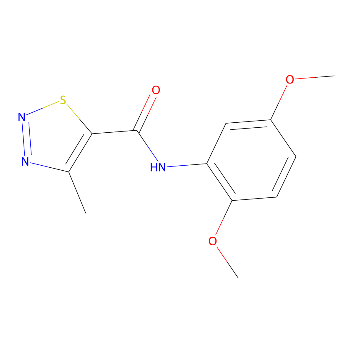 N-(2,5-dimethoxyphenyl)-4-methyl-1,2,3-thiadiazole-5-carboxamide molecular structure, CAS 183306-47-0